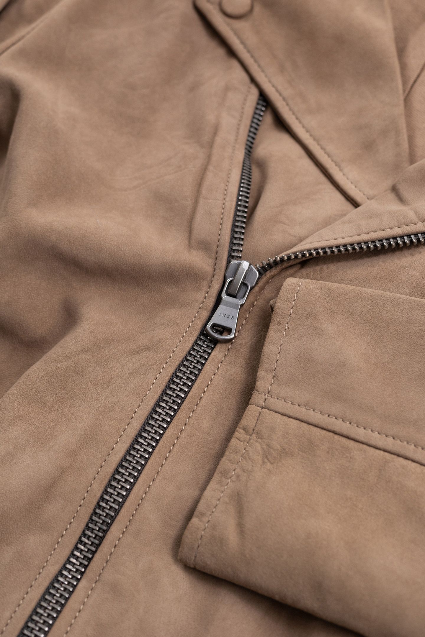 BEIGE LEATHER BIKER JACKET 7