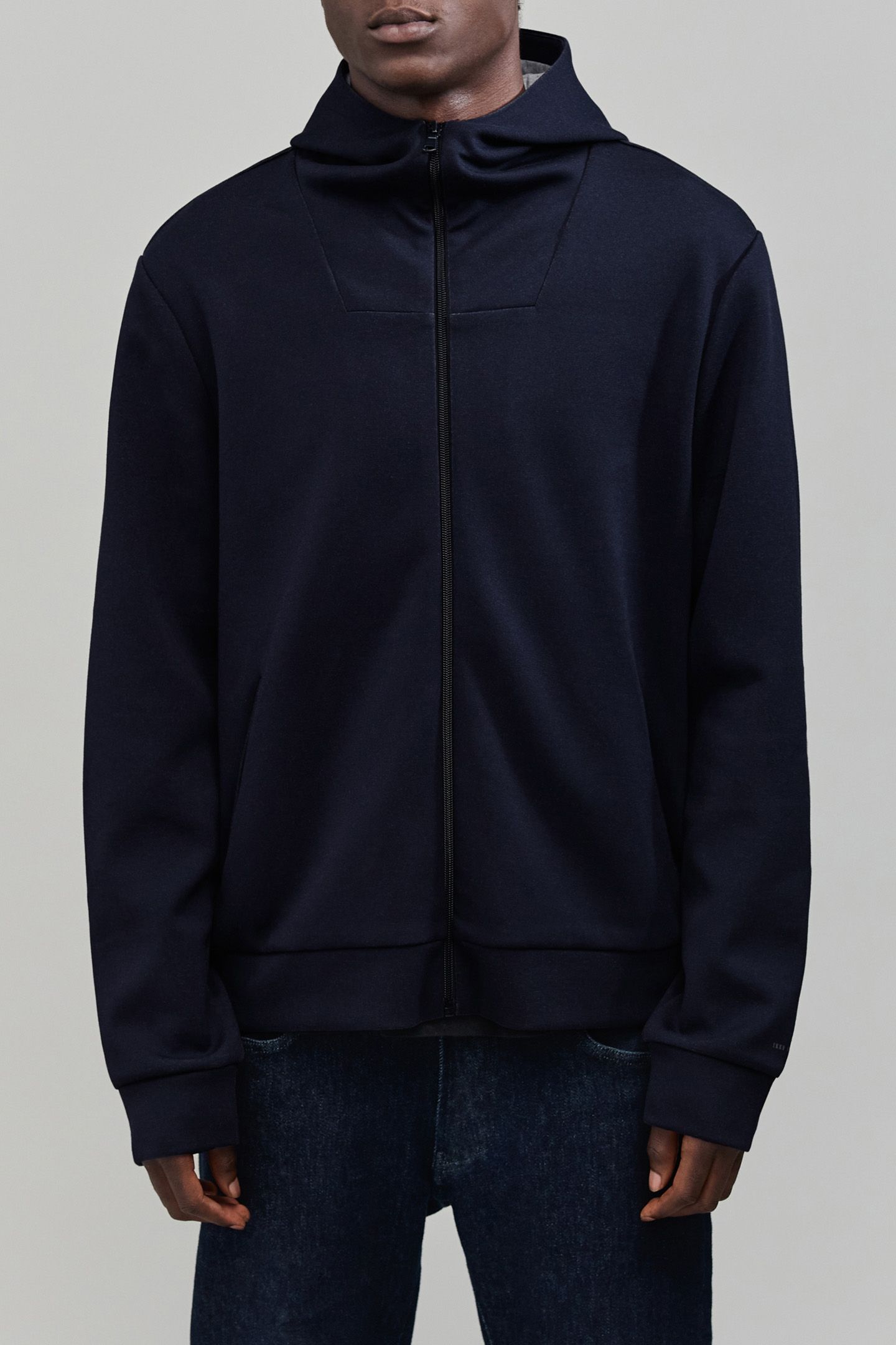NAVY NEOPRENE ZIPPED CARDIGAN 6