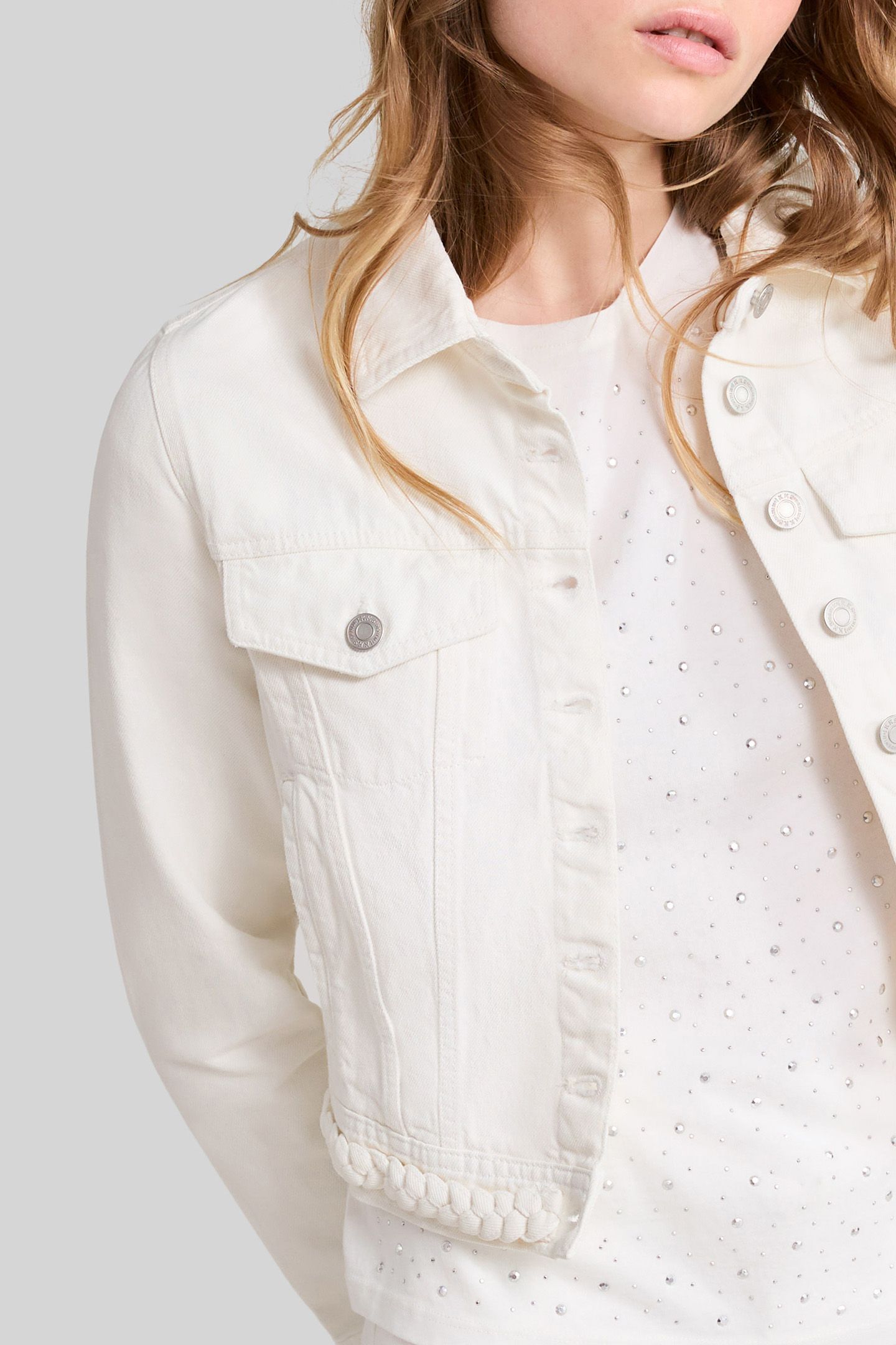 OFF-WHITE DENIM JACKET WITH BRAID DESIGN 5