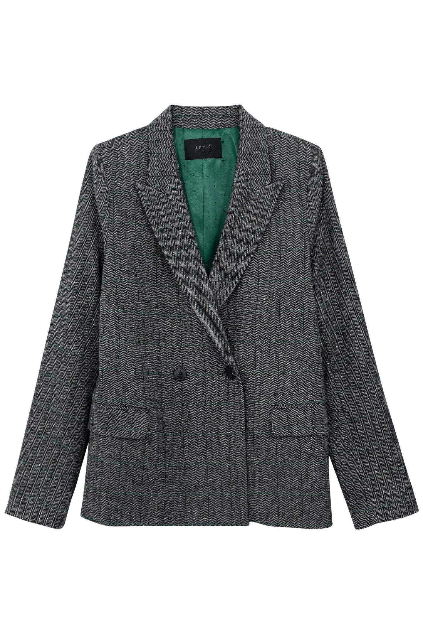 BLACK HERRINGBONE CHECK SUIT JACKET 4