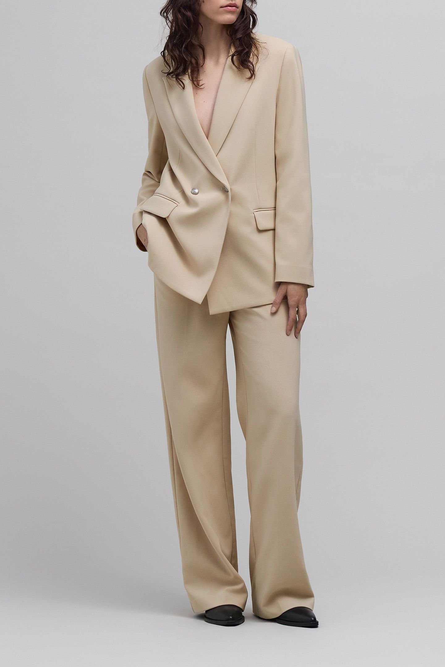 BEIGE RECYCLED POLYESTER SUIT JACKET 3
