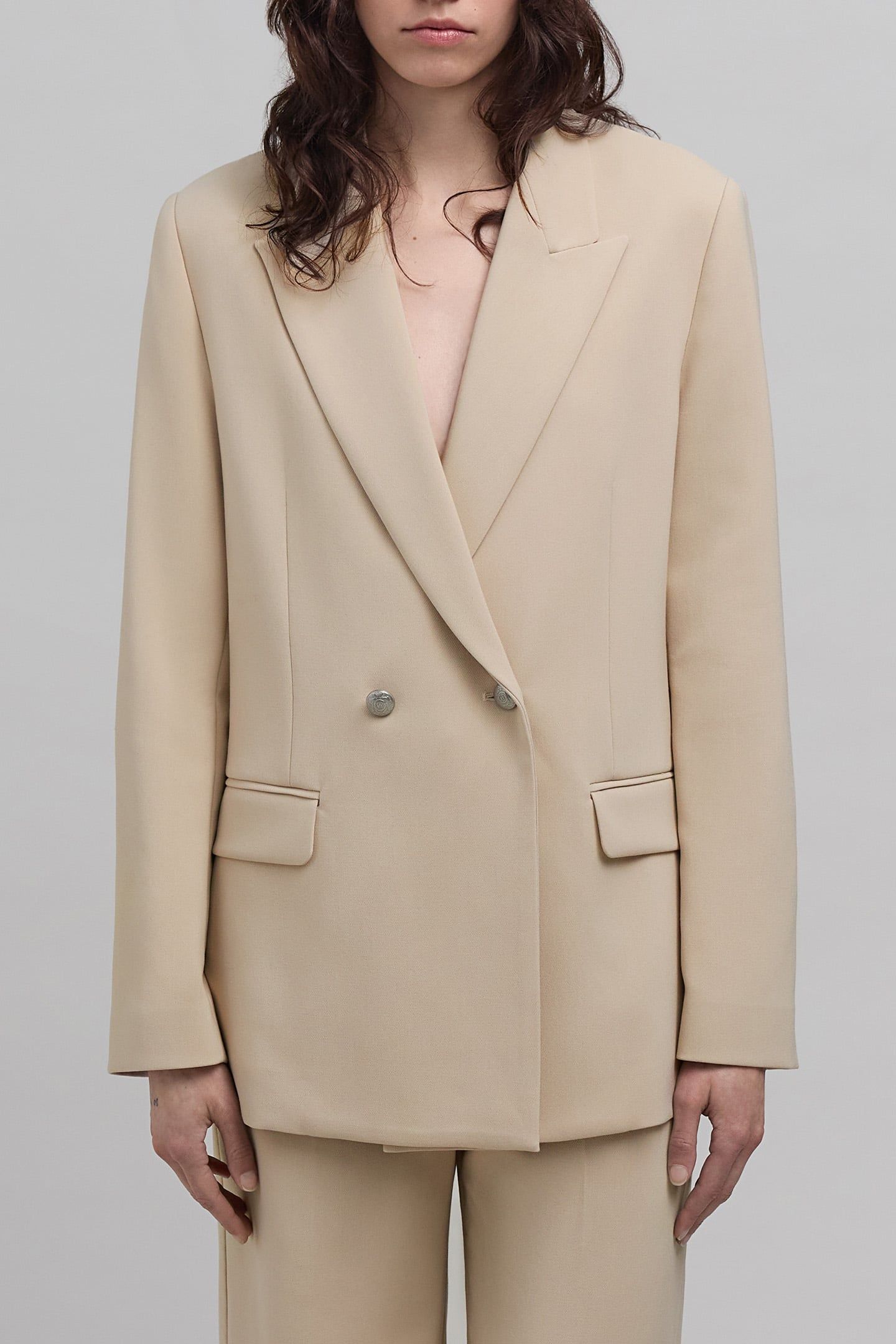 BEIGE RECYCLED POLYESTER SUIT JACKET 1