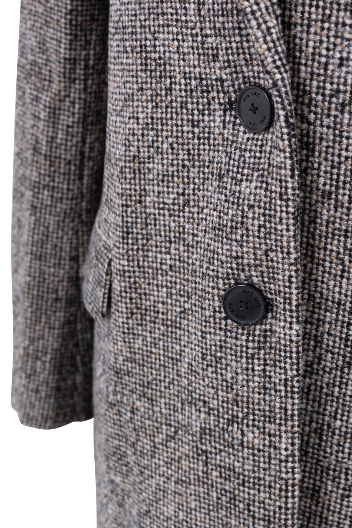 BLACK MID-LENGTH COAT IN MOTTLED WOOL EMBROIDERY 3