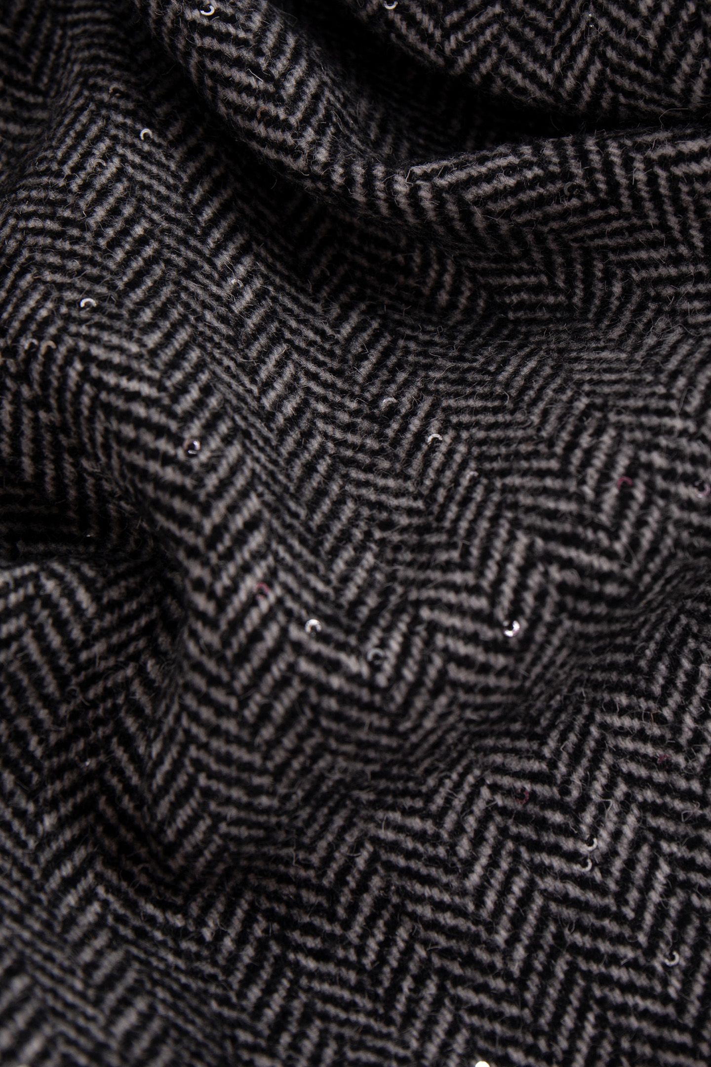 GREY HERRINGBONE COAT WITH SEQUIN EMBROIDERY 2