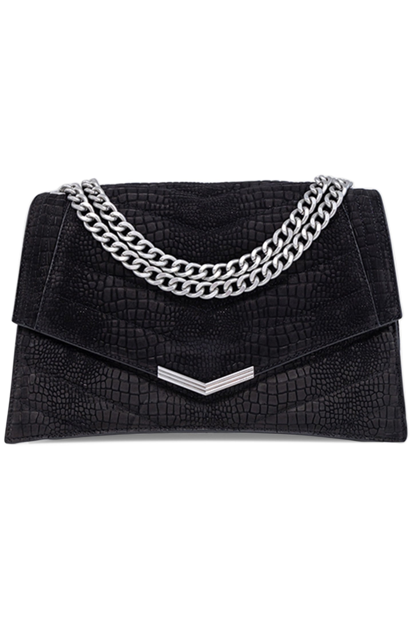THE 1. BLACK CROCODILE-EFFECT EMBOSSED LEATHER BAG SIZE L 1