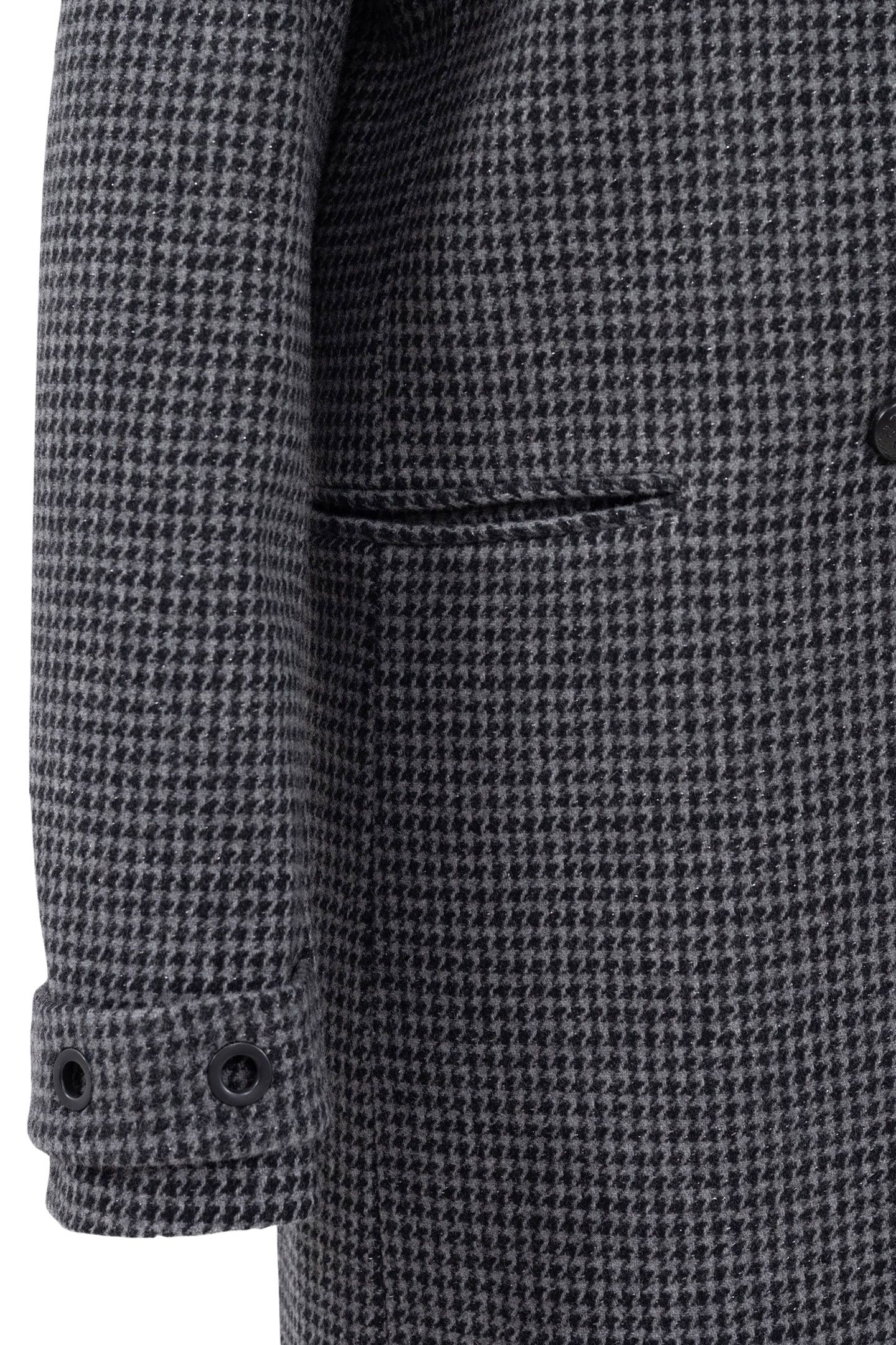 METALLIC HOUNDSTOOTH PATTERN BLACK STRAIGHT COAT 8