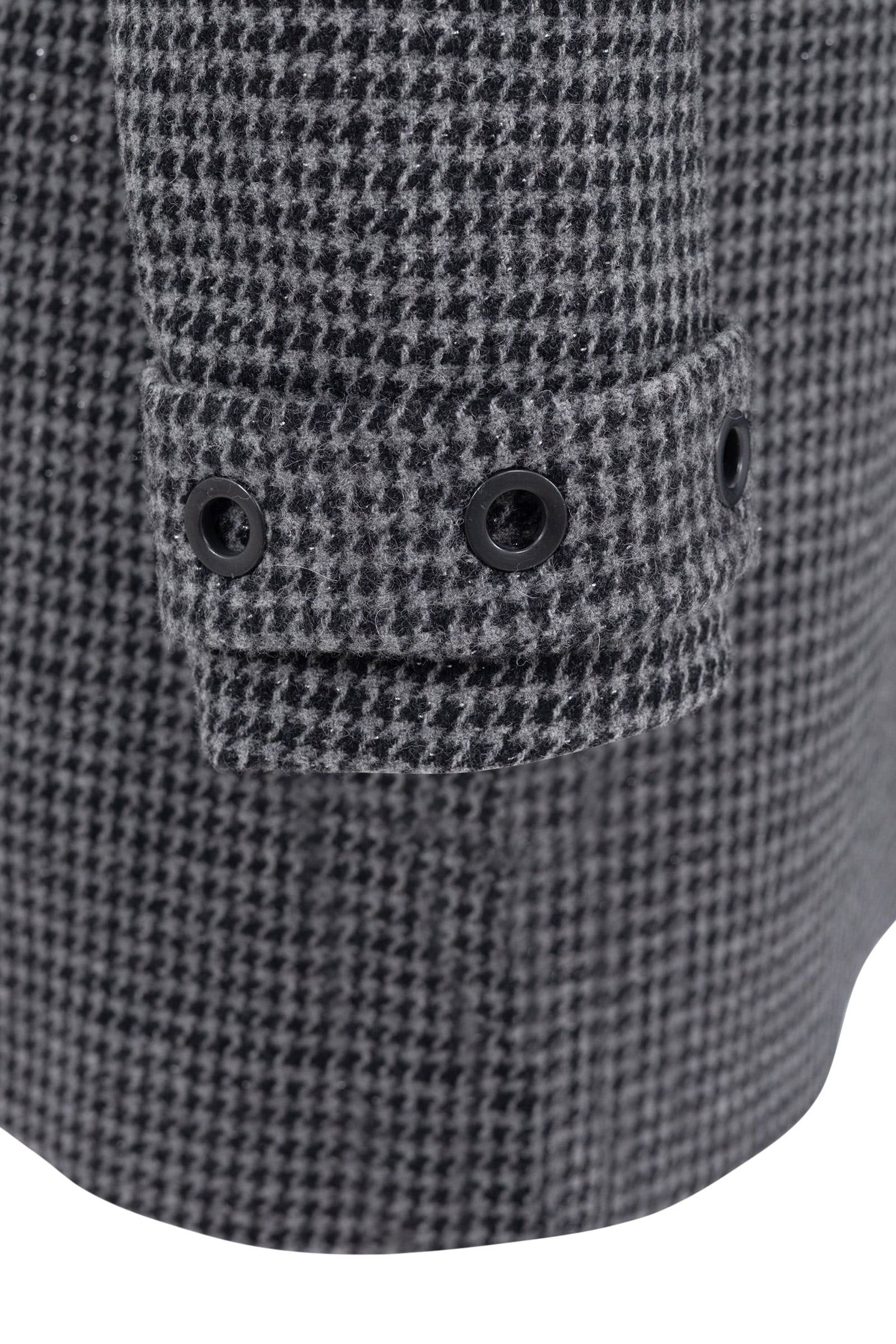 METALLIC HOUNDSTOOTH PATTERN BLACK STRAIGHT COAT 9