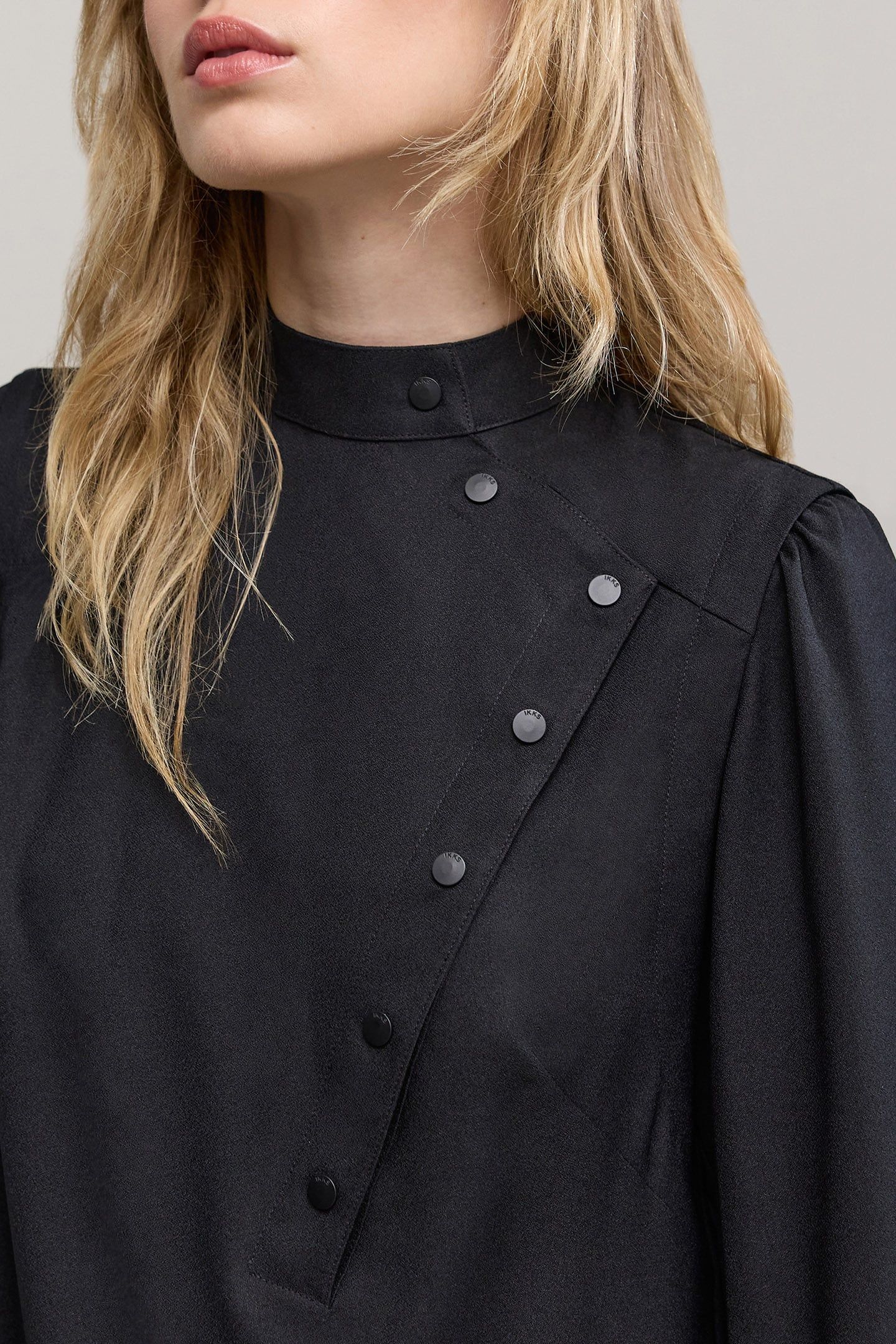 BLACK DRESS WITH ASYMMETRICAL CLOSURE 5