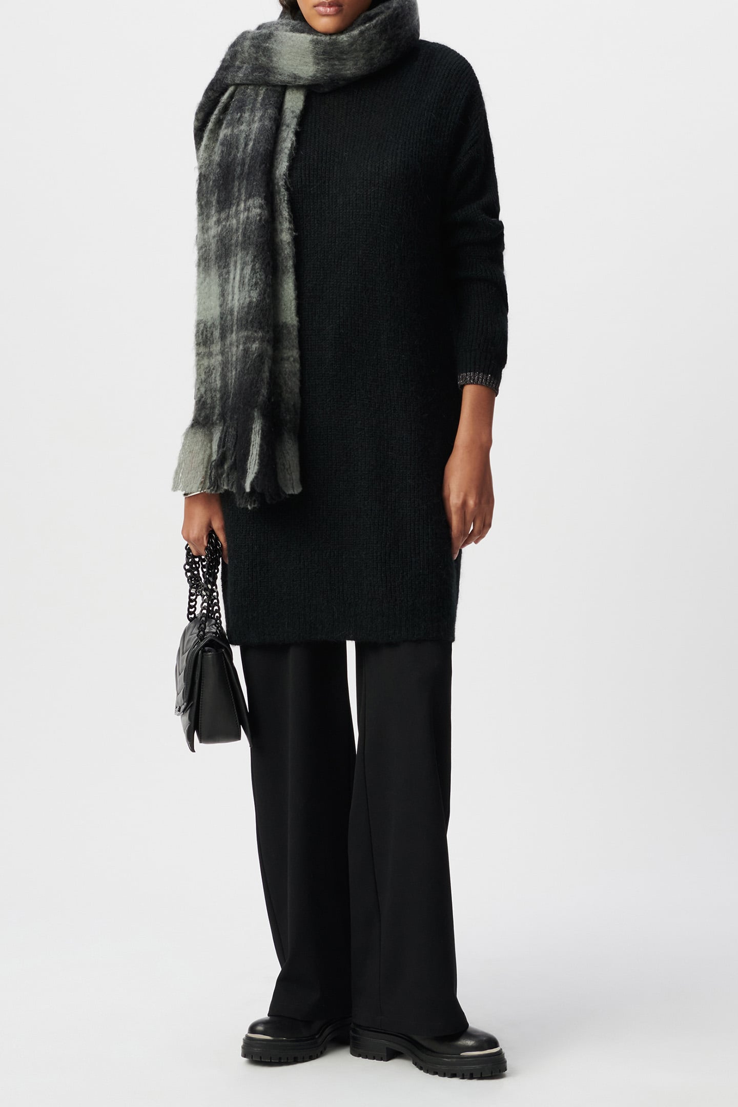 BLACK RIB-KNIT TURTLENECK SWEATER DRESS 4