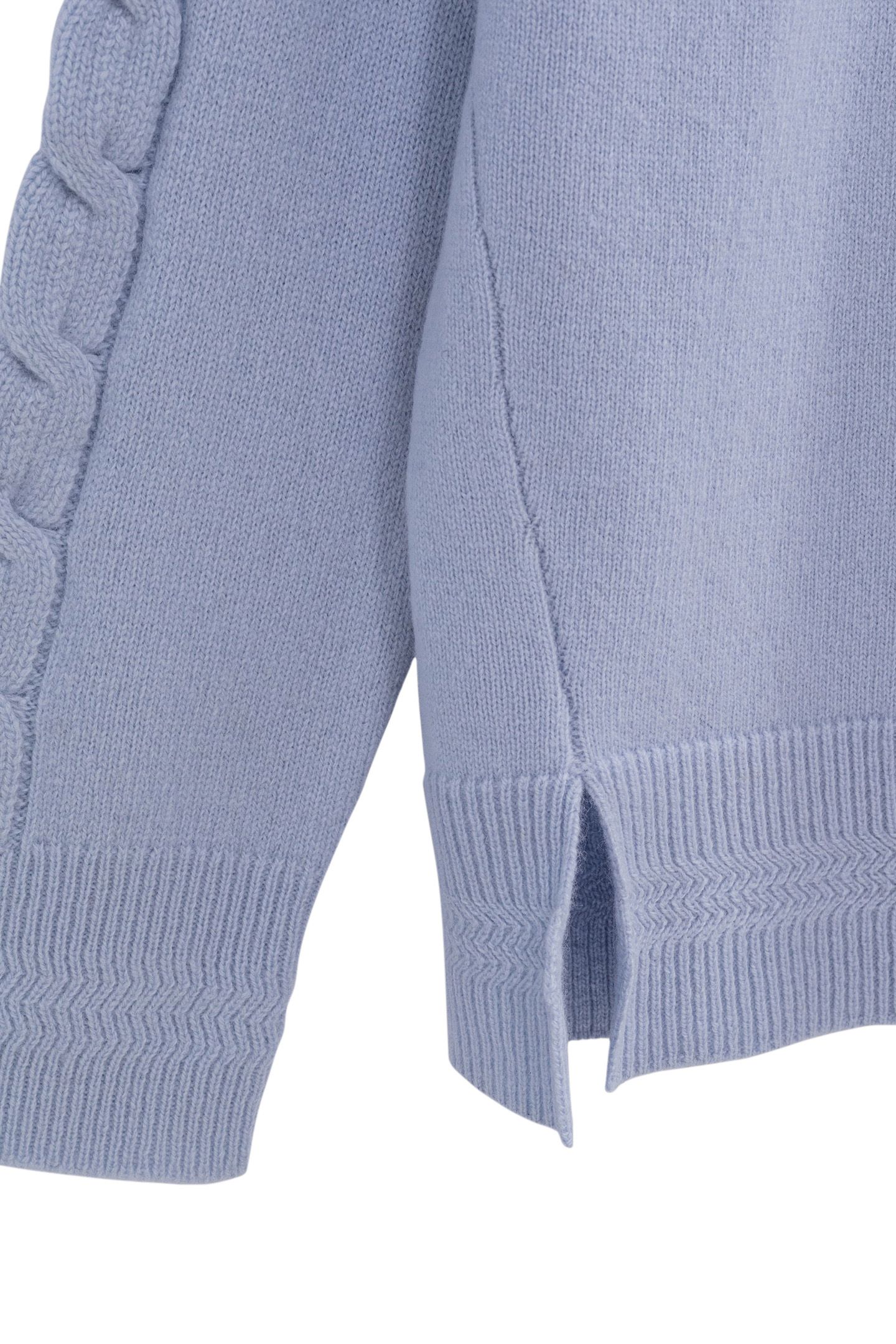 SKY BLUE STAND-UP COLLAR KNIT SWEATER WITH RHINESTONE BUTTON 2