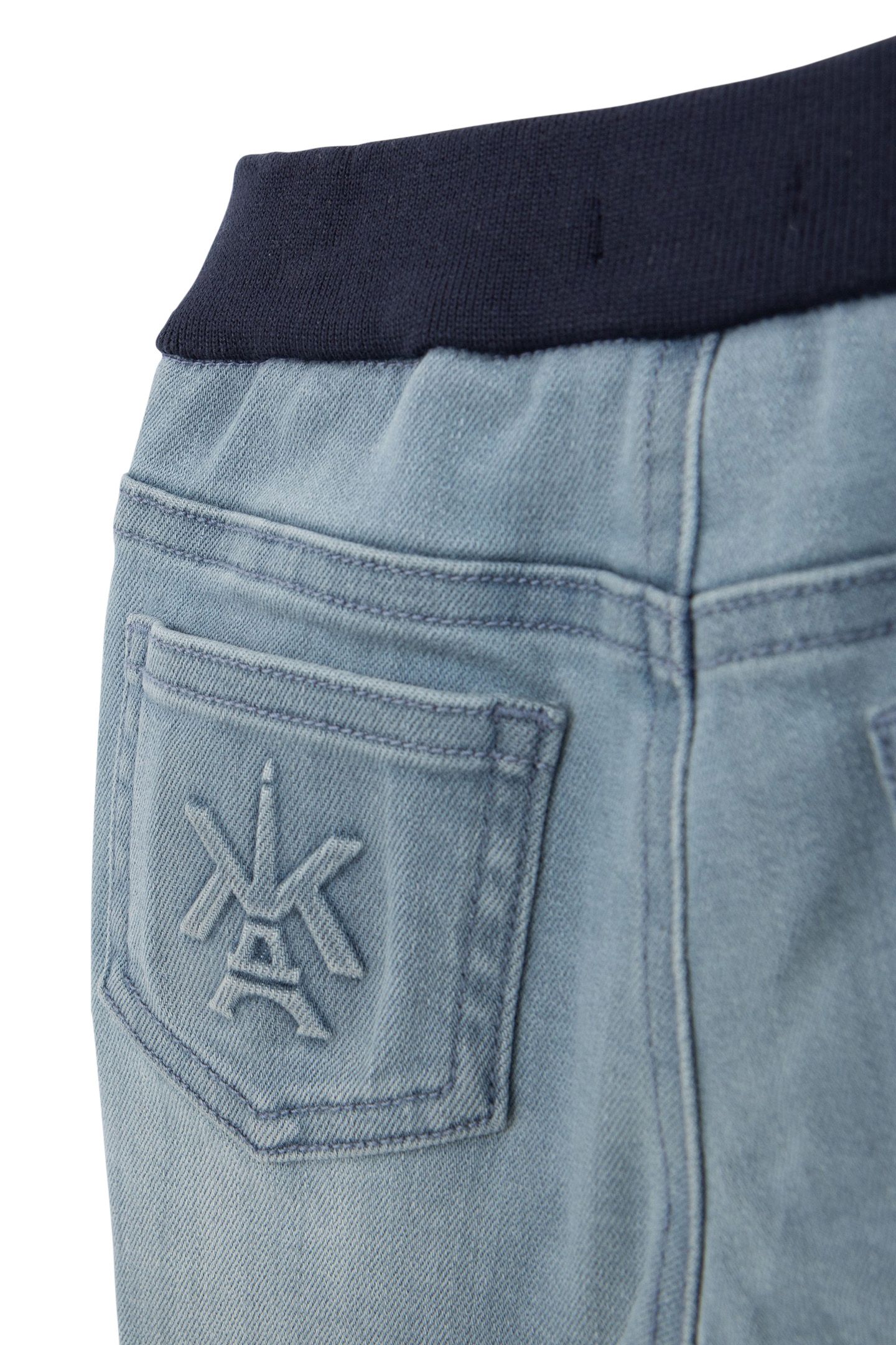 BABY BOY BLUE WASHED JEANS WITH RIBBED WAISTBAND 6