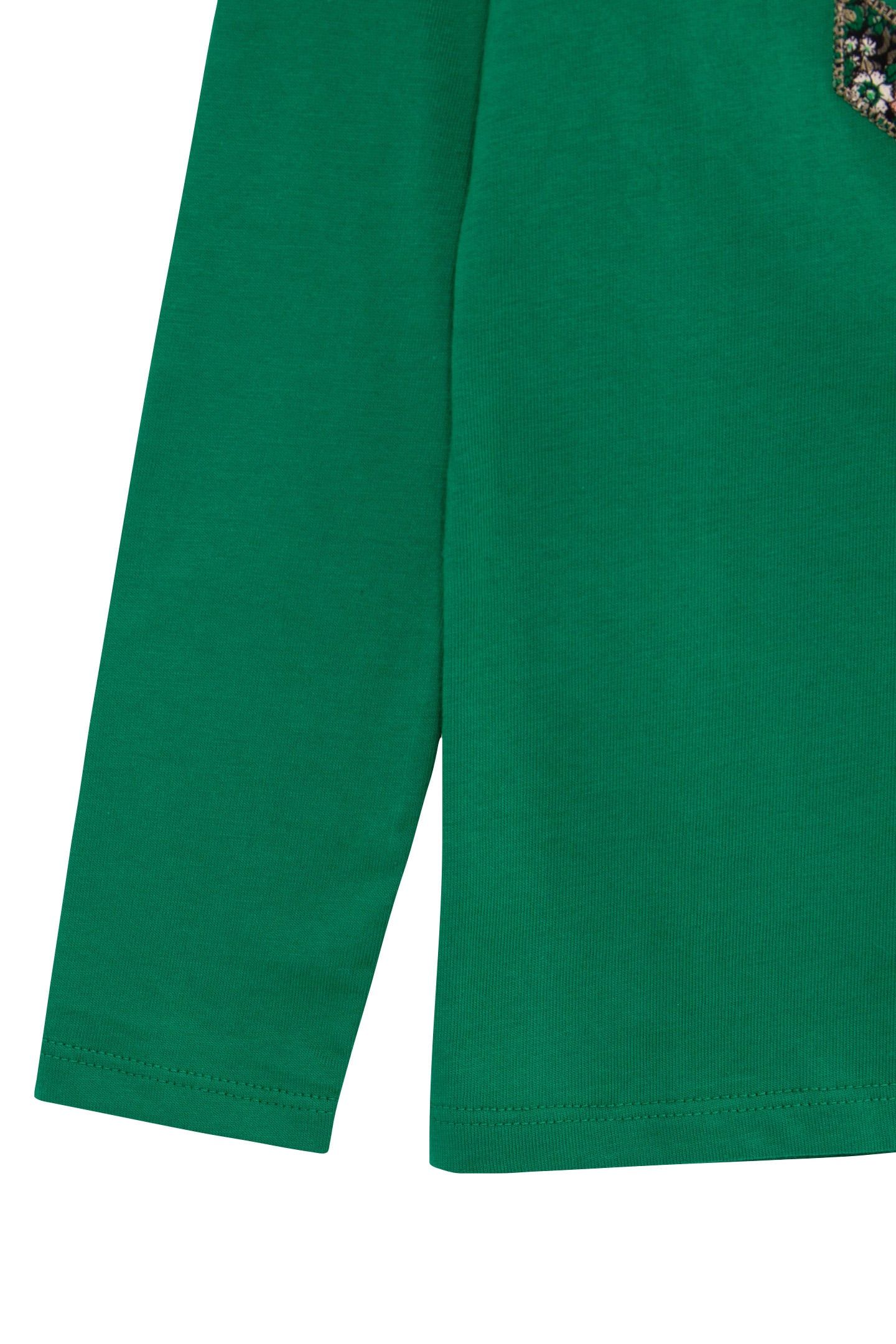 GIRL'S GREEN MULTI-MATERIAL HERRINGBONE T-SHIRT 3