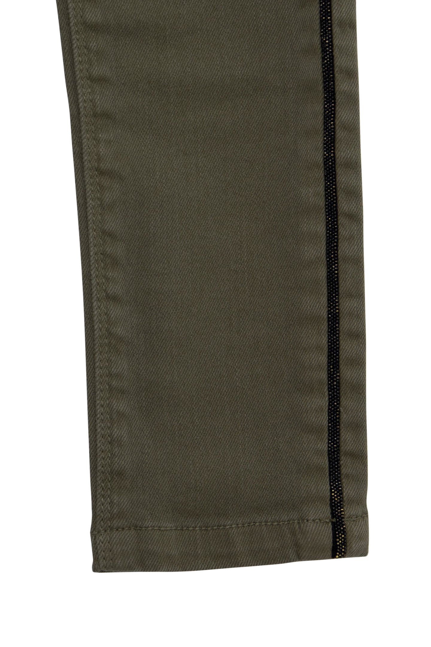 GIRL'S UPCYCLED SLIM KHAKI JEWEL-BRAIDED JEANS 6