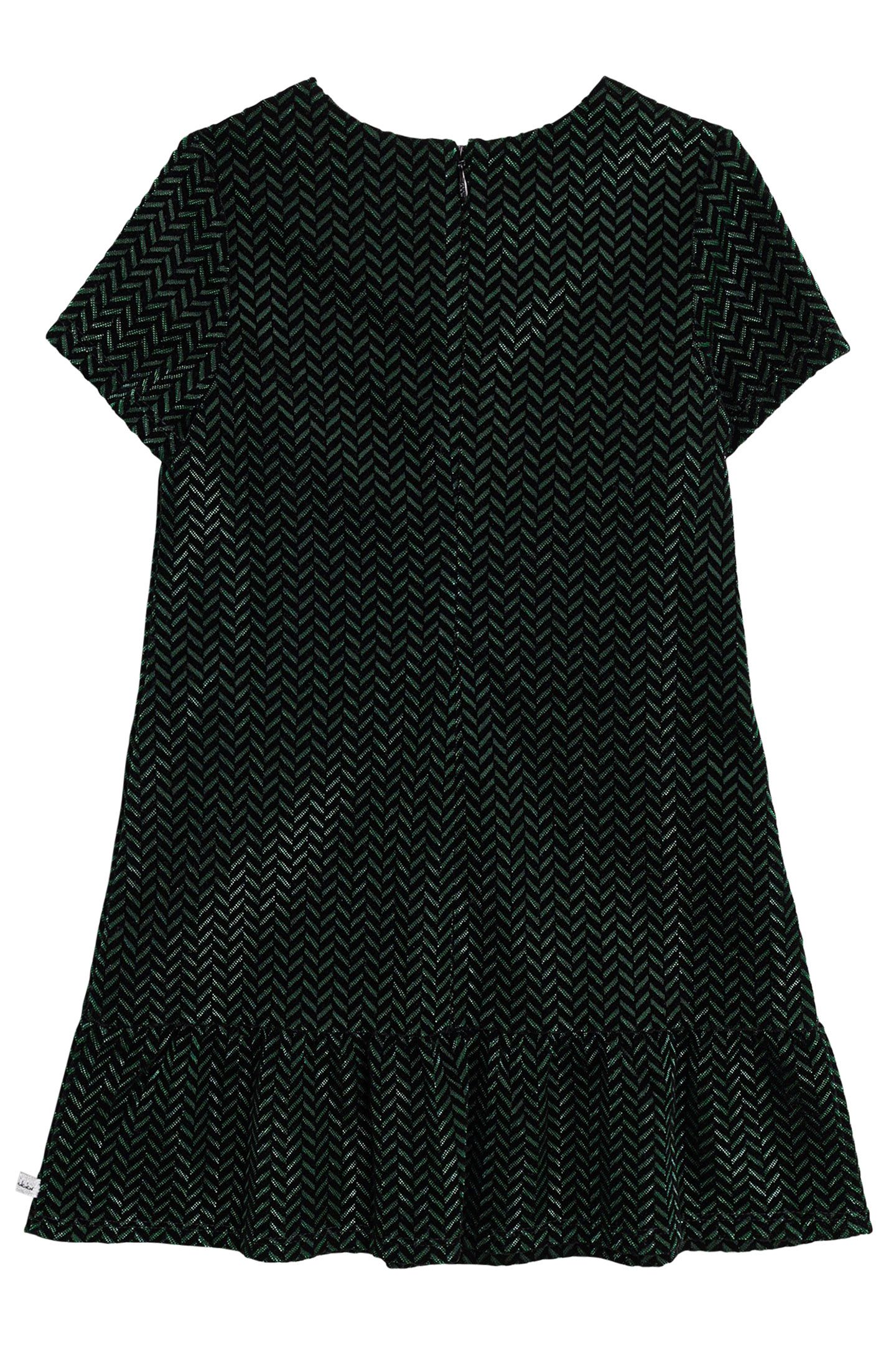 GIRL'S BLACK VELVET HERRINGBONE PATTERN LUREX DRESS 2