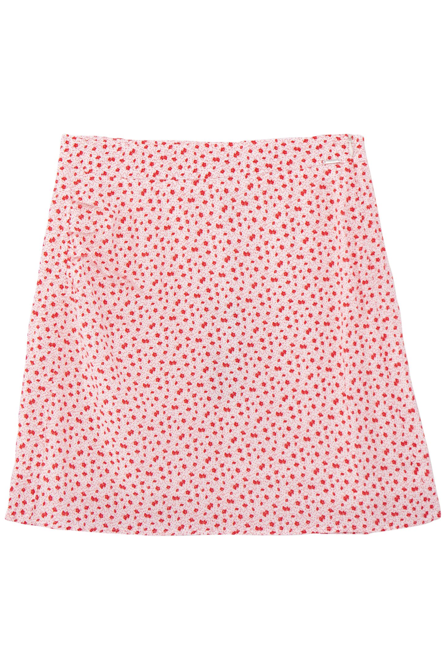 SHORT ECRU SKIRT LENZING™ ECOVERO™ RED FLOWERS GIRL 1
