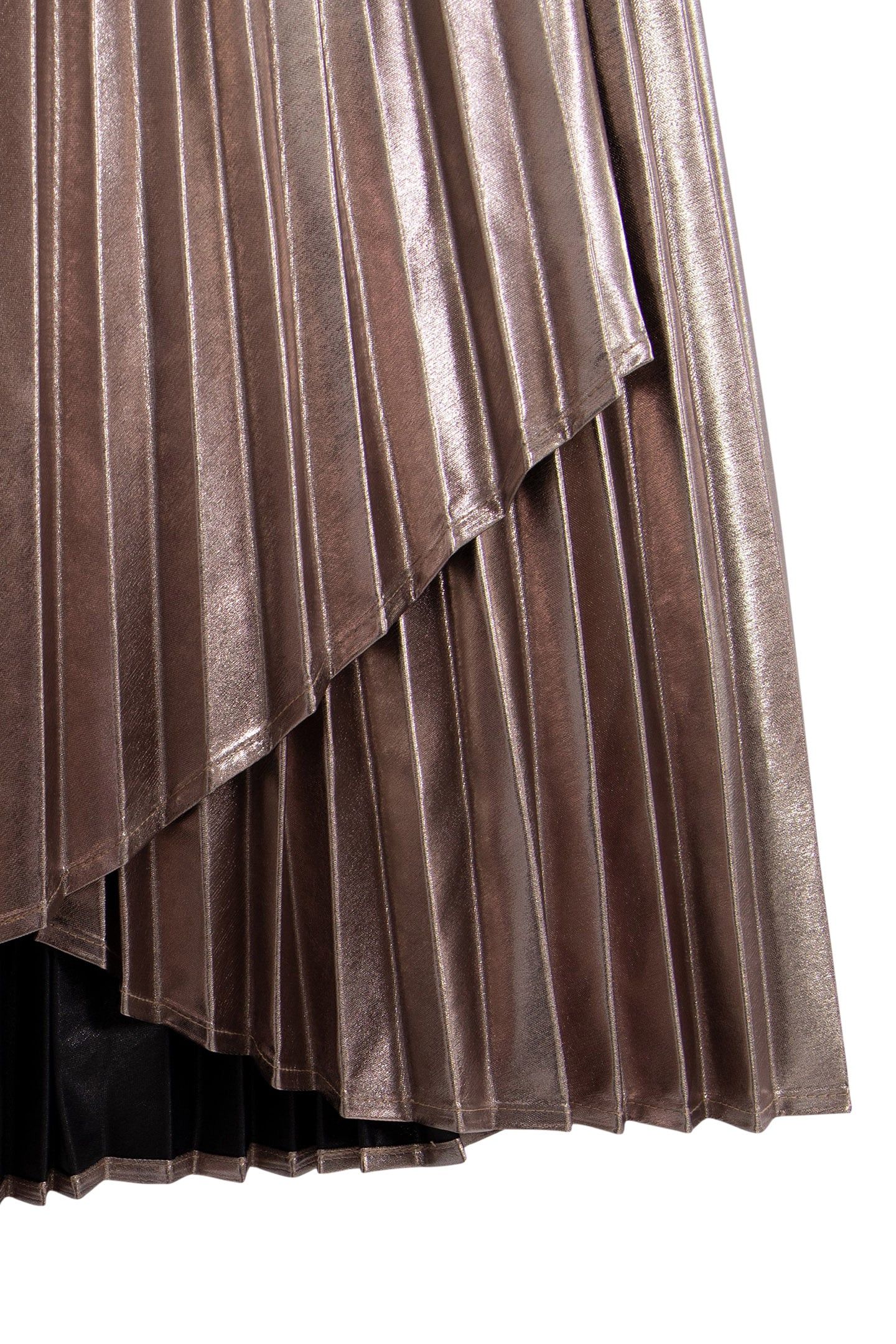 GIRL'S ASYMMETRICAL PLEATED GOLD MIDI SKIRT 4