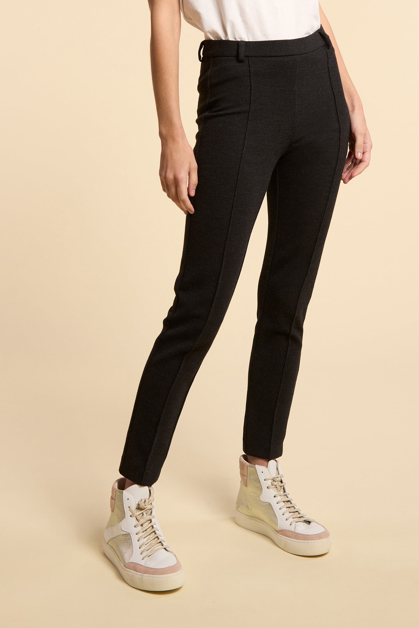 CHARCOAL KNIT SUIT TROUSERS 1