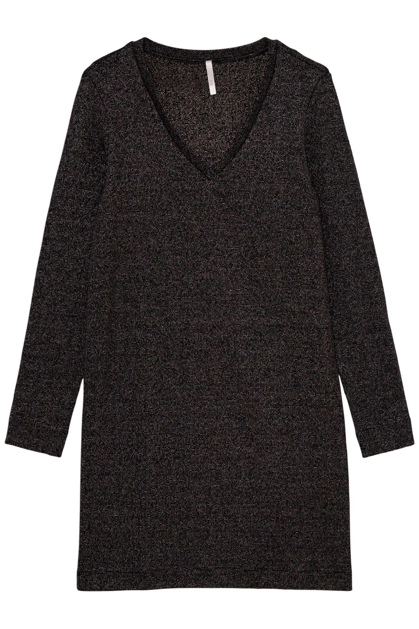 BLACK DRESS WITH METALLIC GOLD STRIPES 4