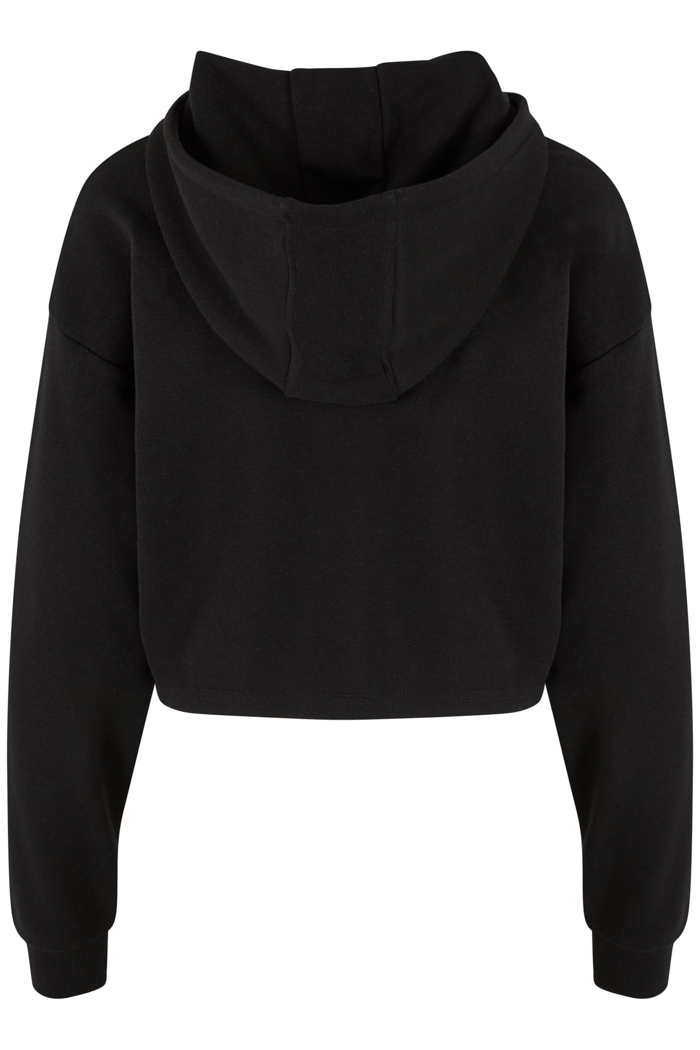 LADIES OVERSIZED CROPPED LIGHT TERRY HOODIE BLACK 2