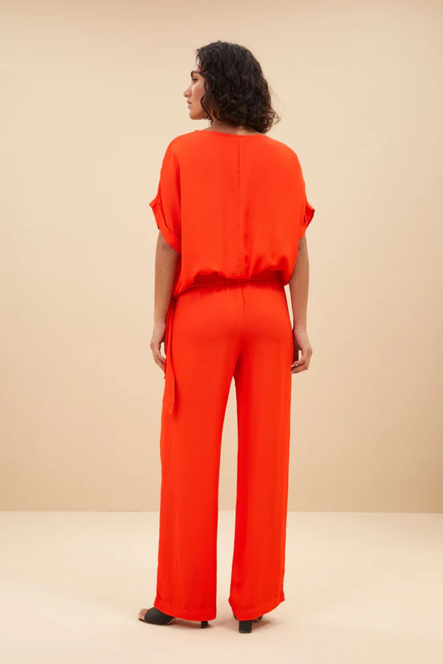 ROBYN SATIN STRIPE PANT BRIGHT POPPY 2