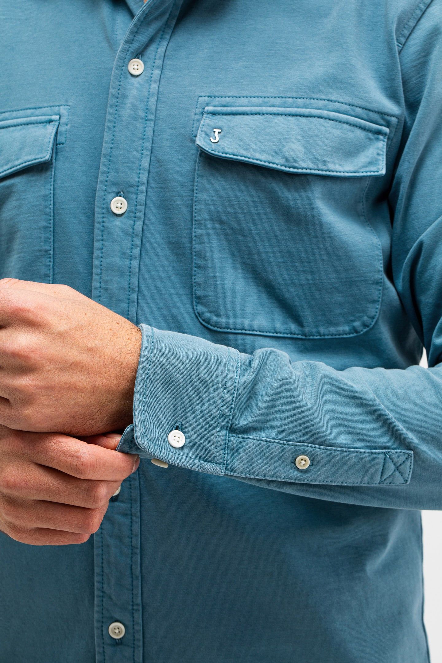 FINN POCKET JERSEY OVERSHIRT LAGOON BLUE 6
