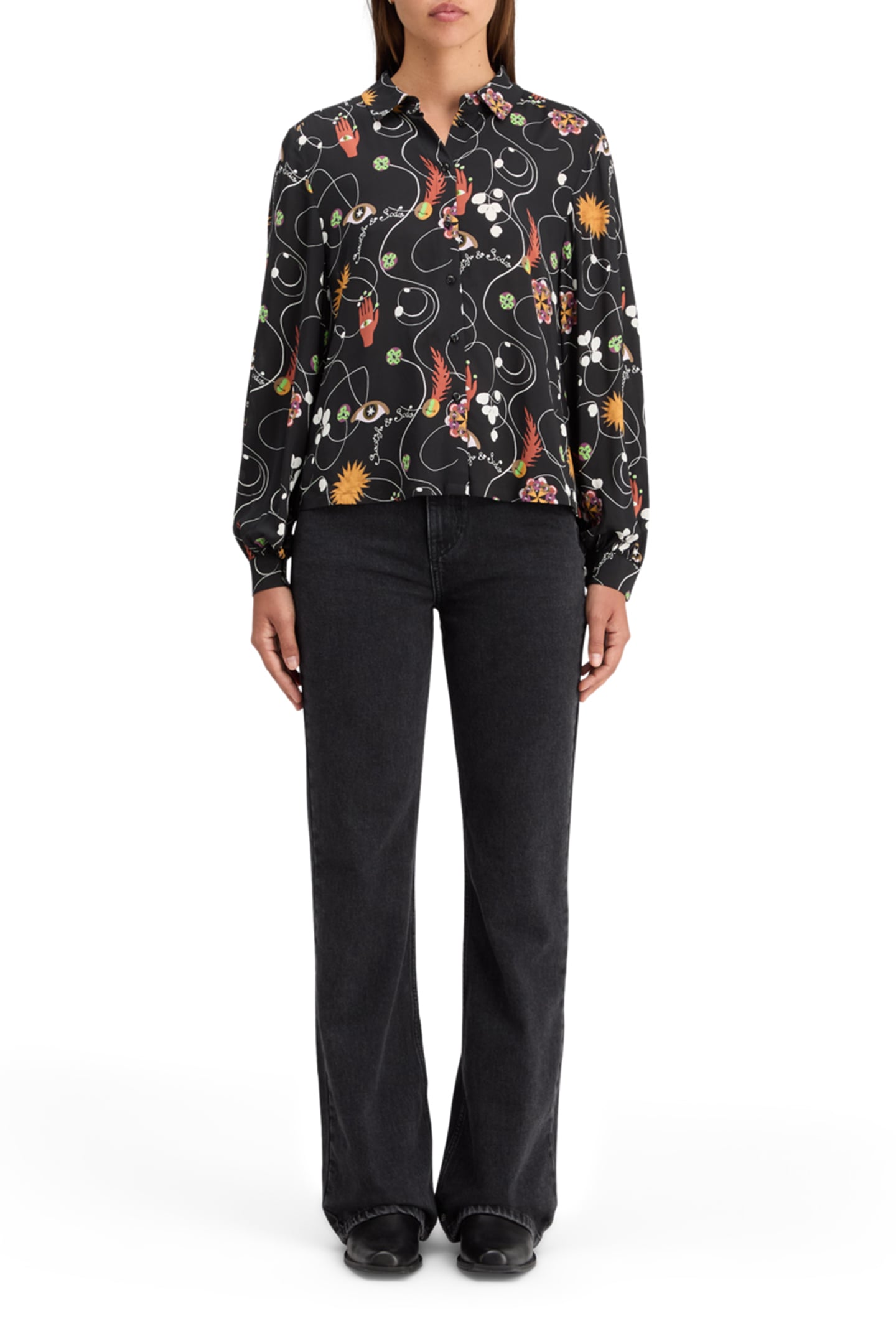 VISCOSE PRINTED BALLOON SLEEVE SHIRT FREE MIND 3