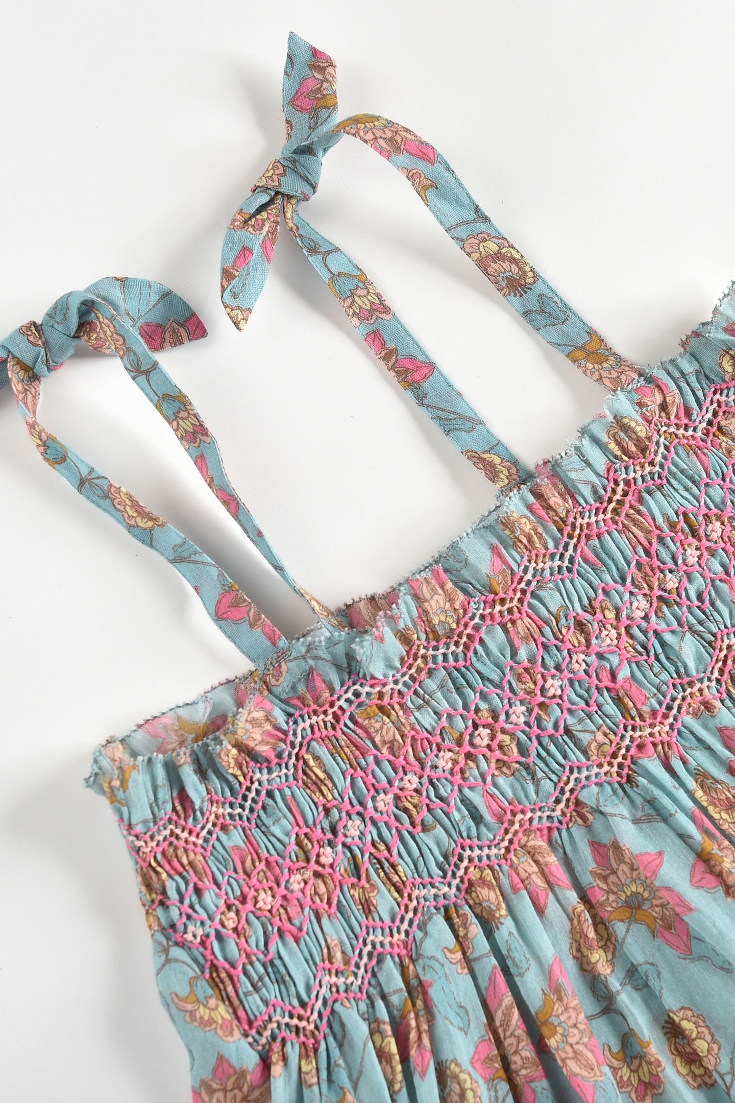 DRESS MARCELINE TURQUOISE FLOWERS 8