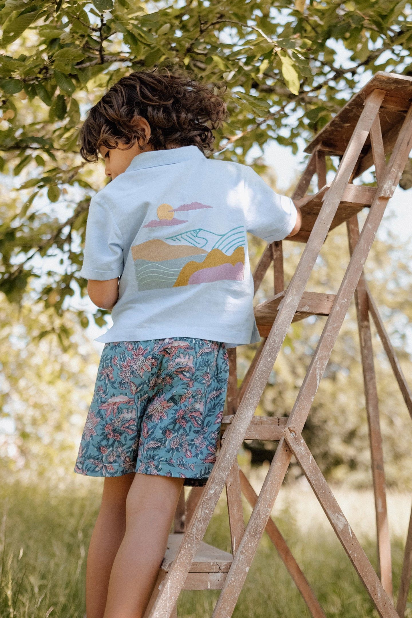 SHORTS ALIKI TEAL GARDEN OF EDEN 2