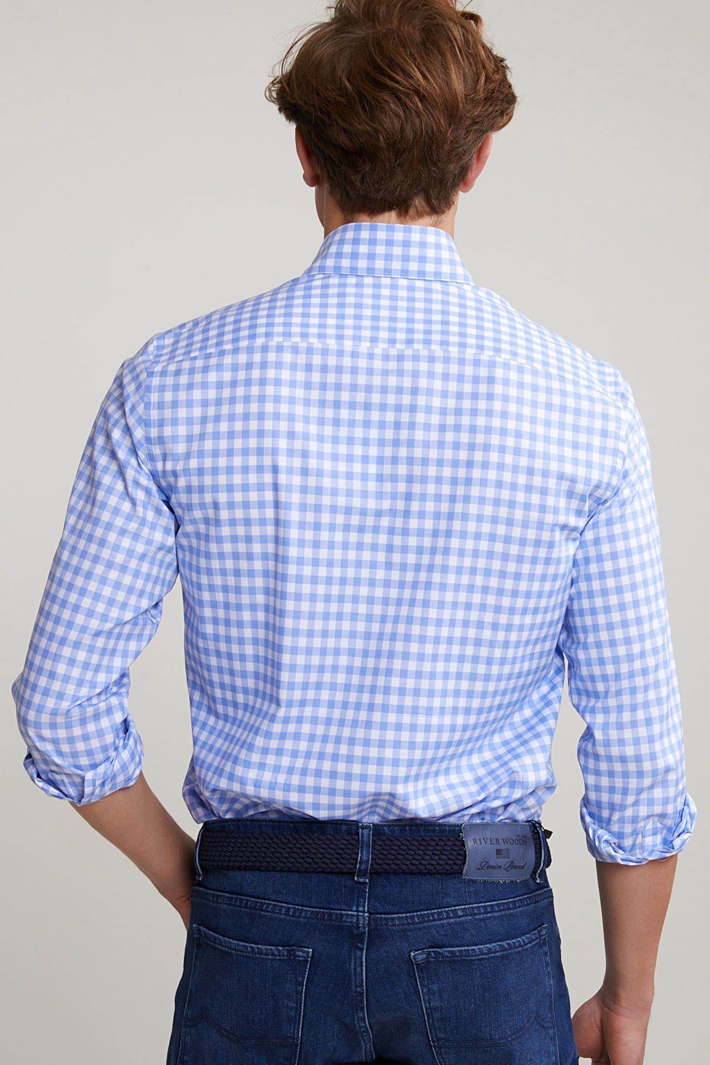 CUSTOM FIT CHECKED SHIRT BLUE/WHITE 2