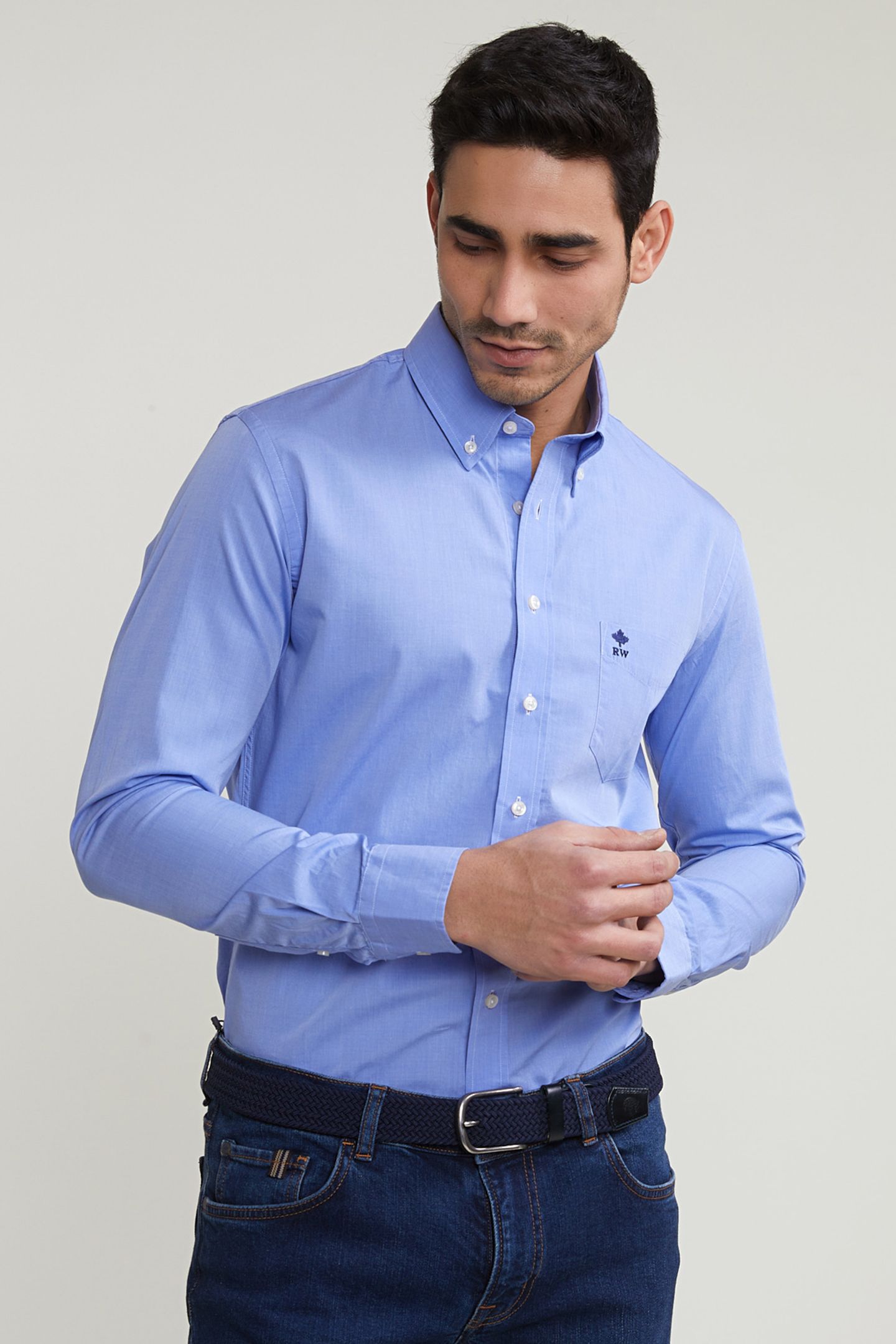 SLIM FIT UNI SHIRT WITH POCKET BLUE 1