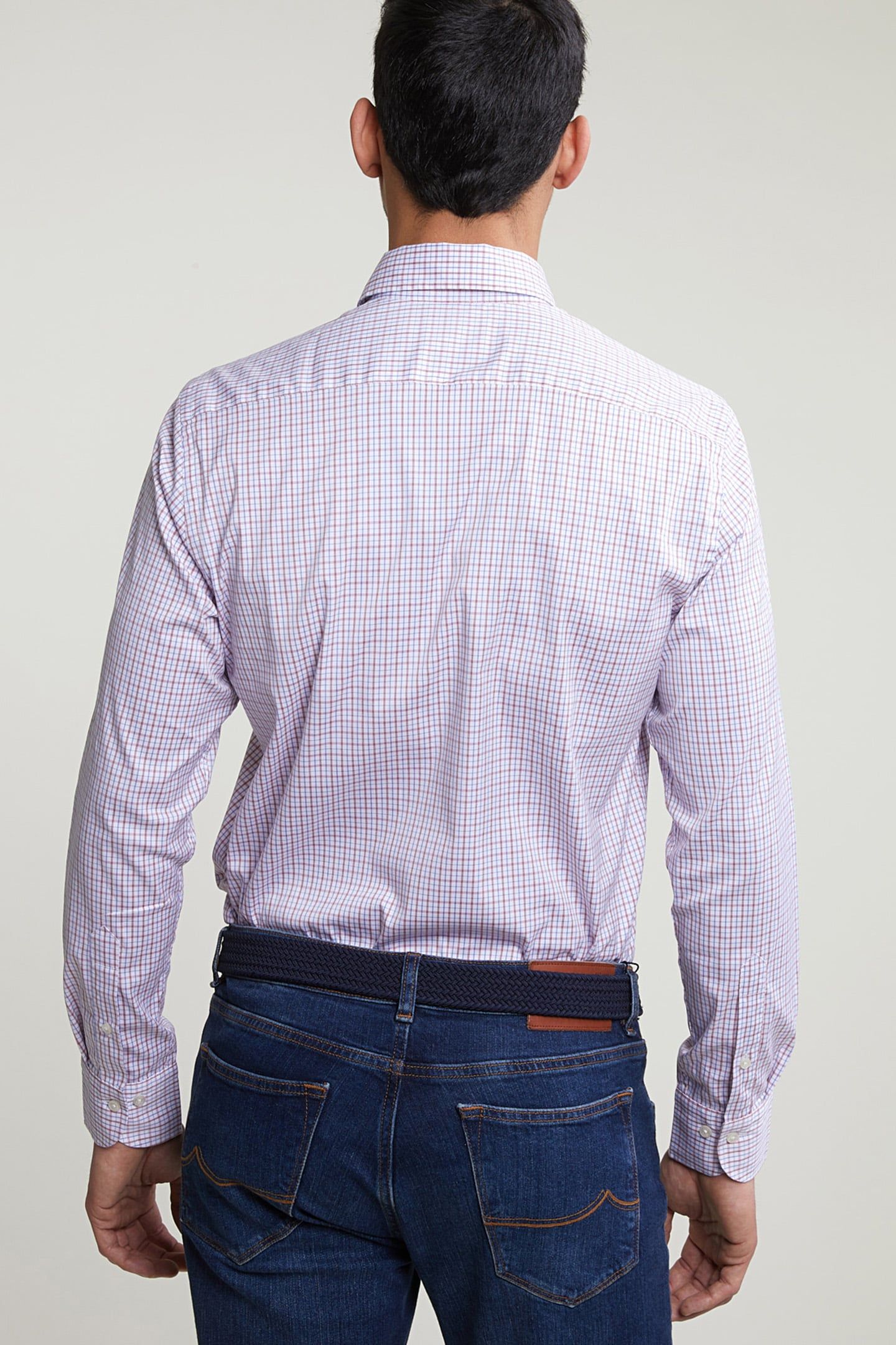 CUSTOM FIT CHECKED SHIRT RED/BLUE 2
