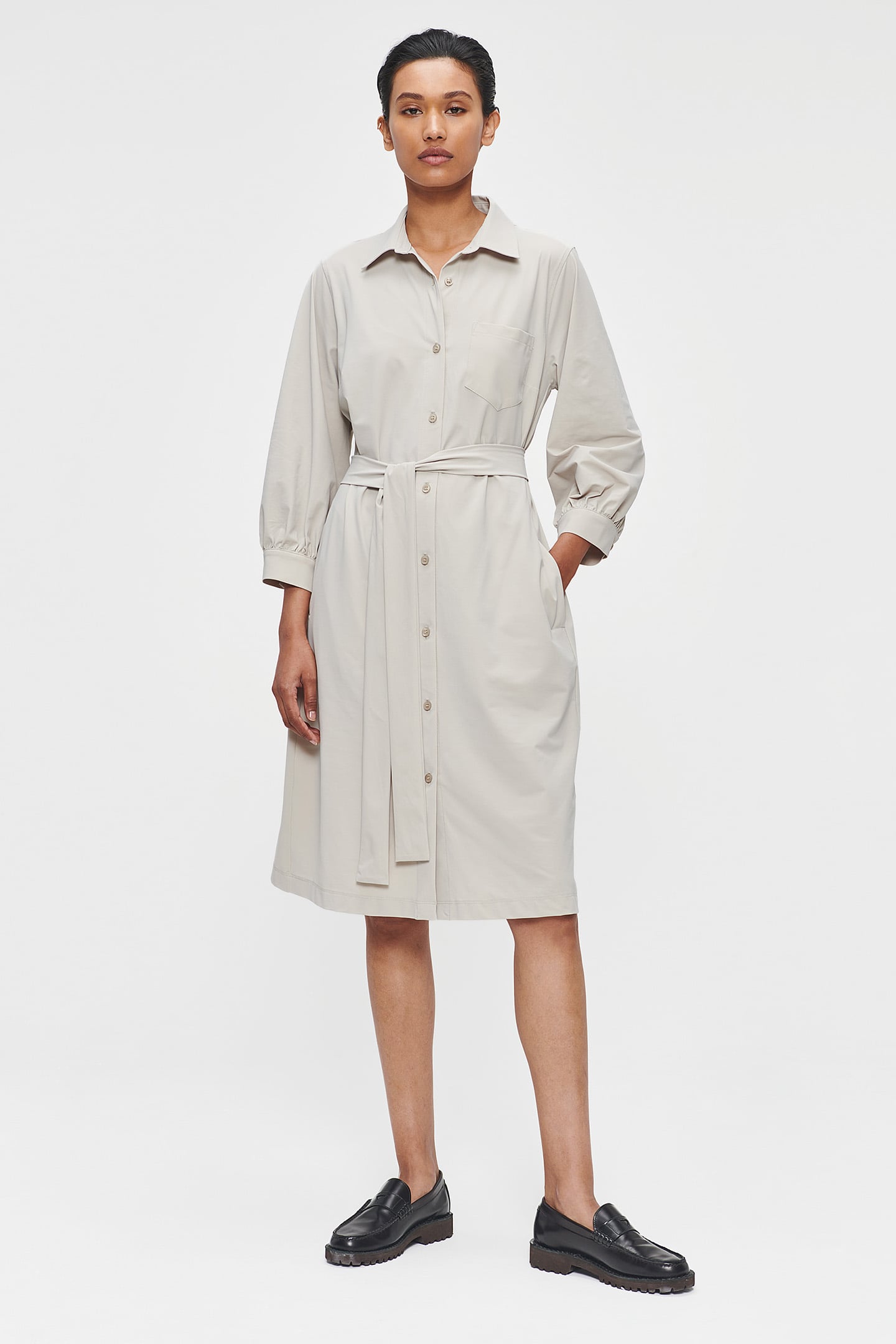 IT JERSEY SHIRT DRESS SAND 1