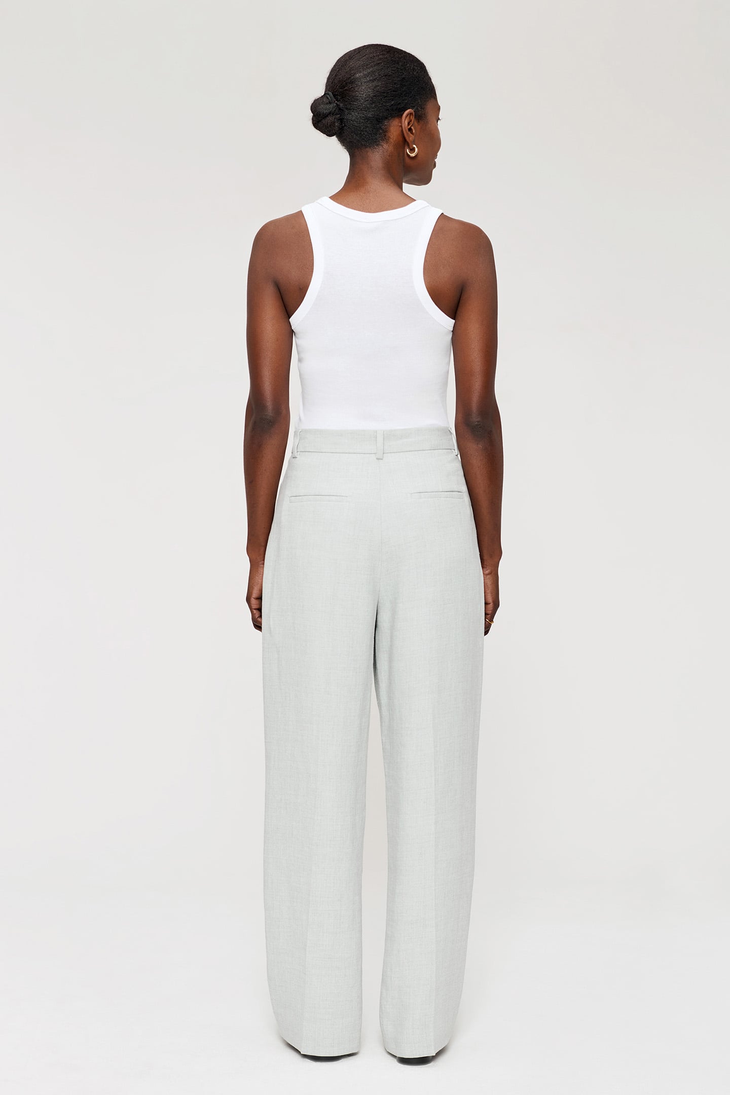 MELANGE LINEN STRAIGHT PANTS LIGHT GREY MELANGE 2