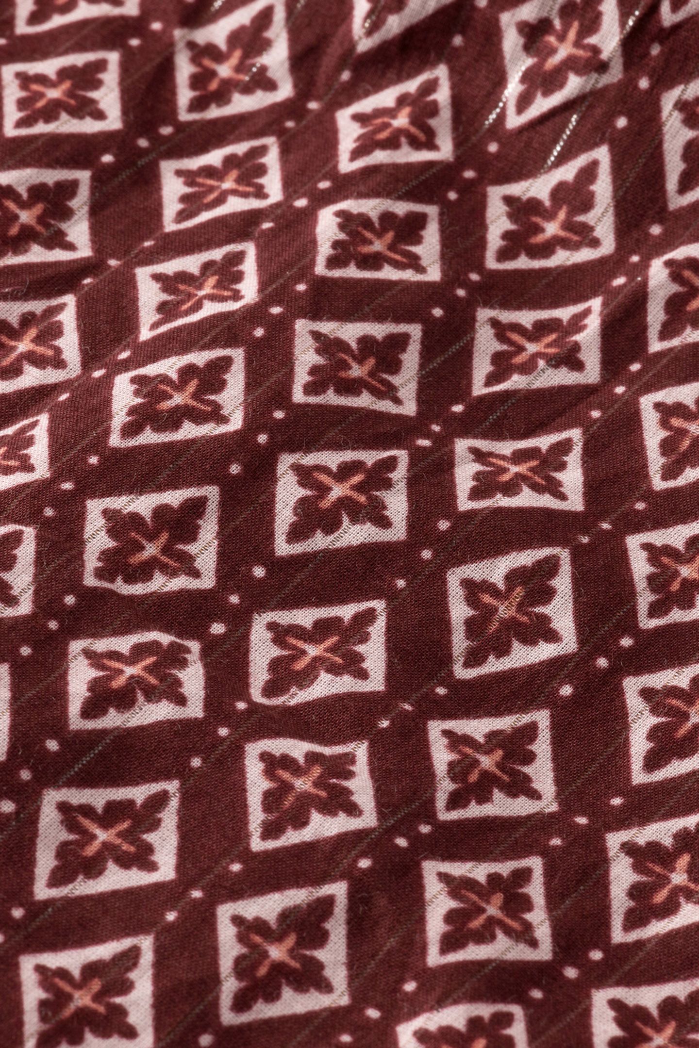 MINI DRESS WITH SMOCK GEO FLOWER BORDEAUX 8