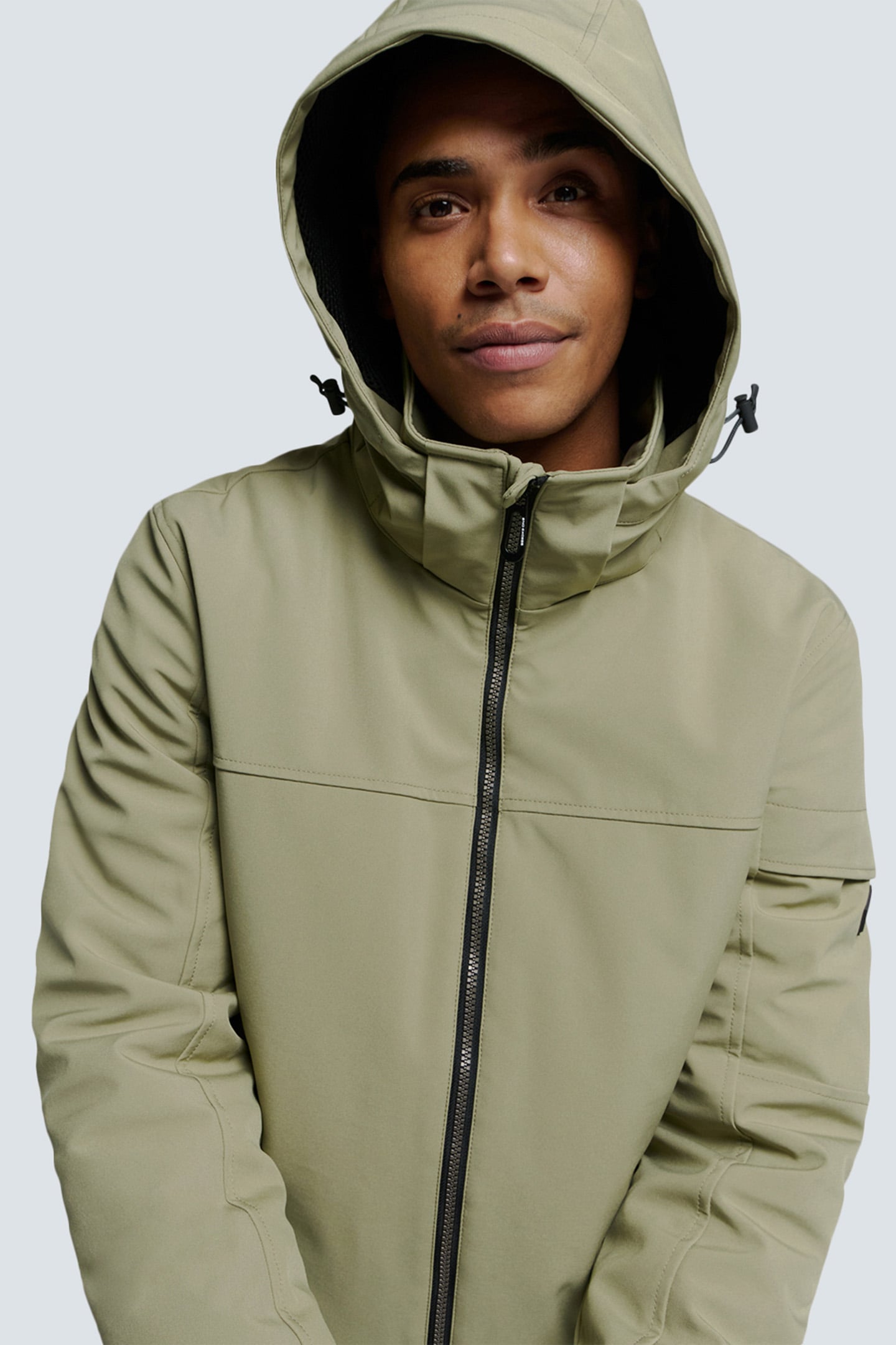 JACKET SHORT FIT HOODED SOFTSHELL STRETCH SMOKE 6