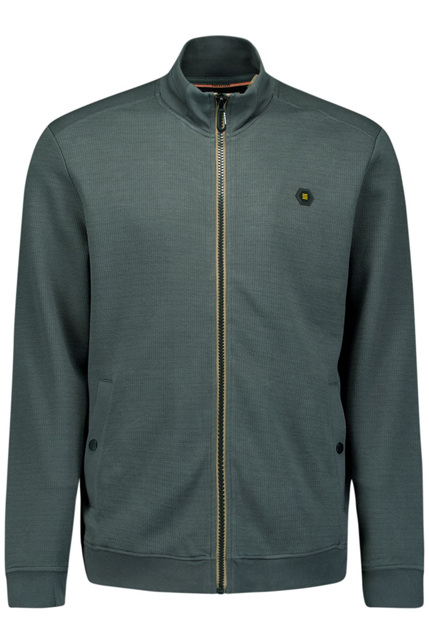 SWEATER FULL ZIPPER TWILL JACQUARD DARK STEEL 1
