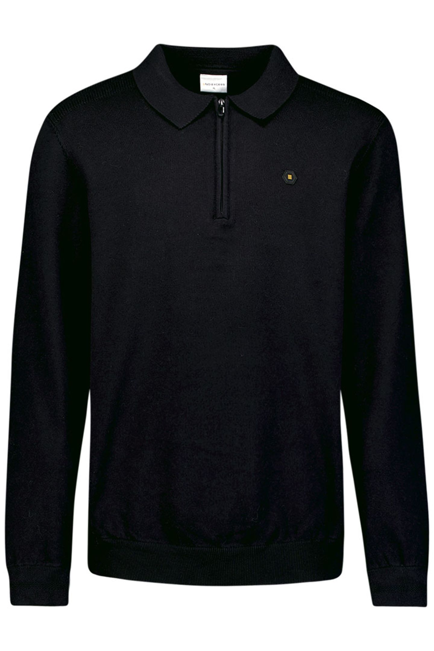 PULLOVER POLO HALF ZIPPER SOLID KNIT BLACK 1