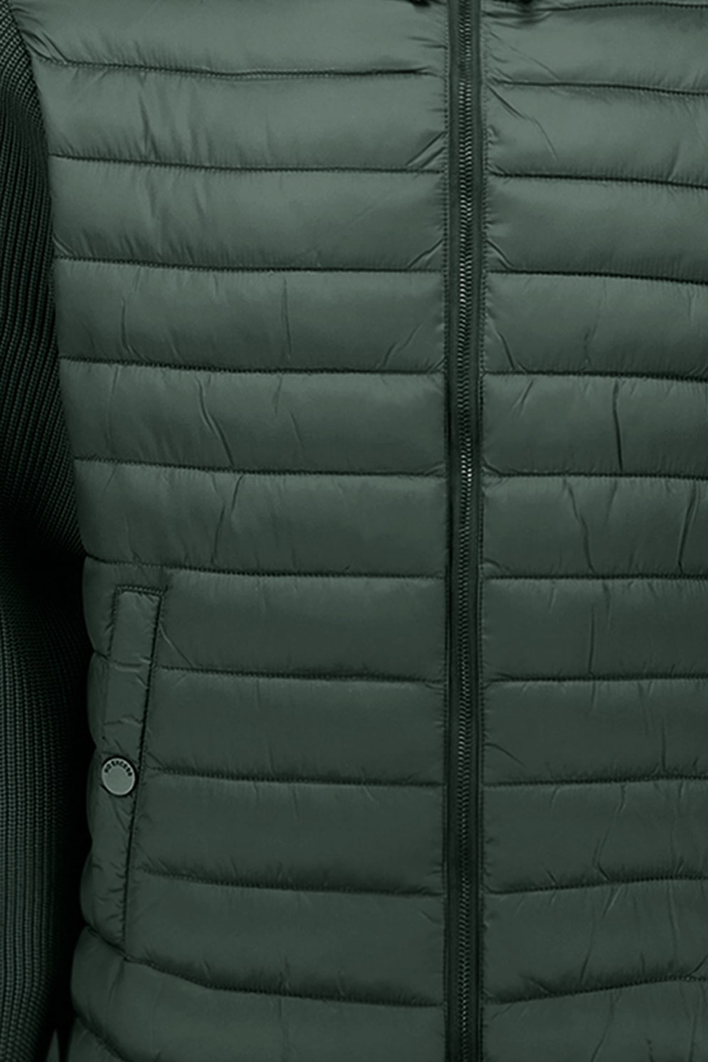 JACKET HOODED PADDED MIX WITH KNIT DARK STEEL 3