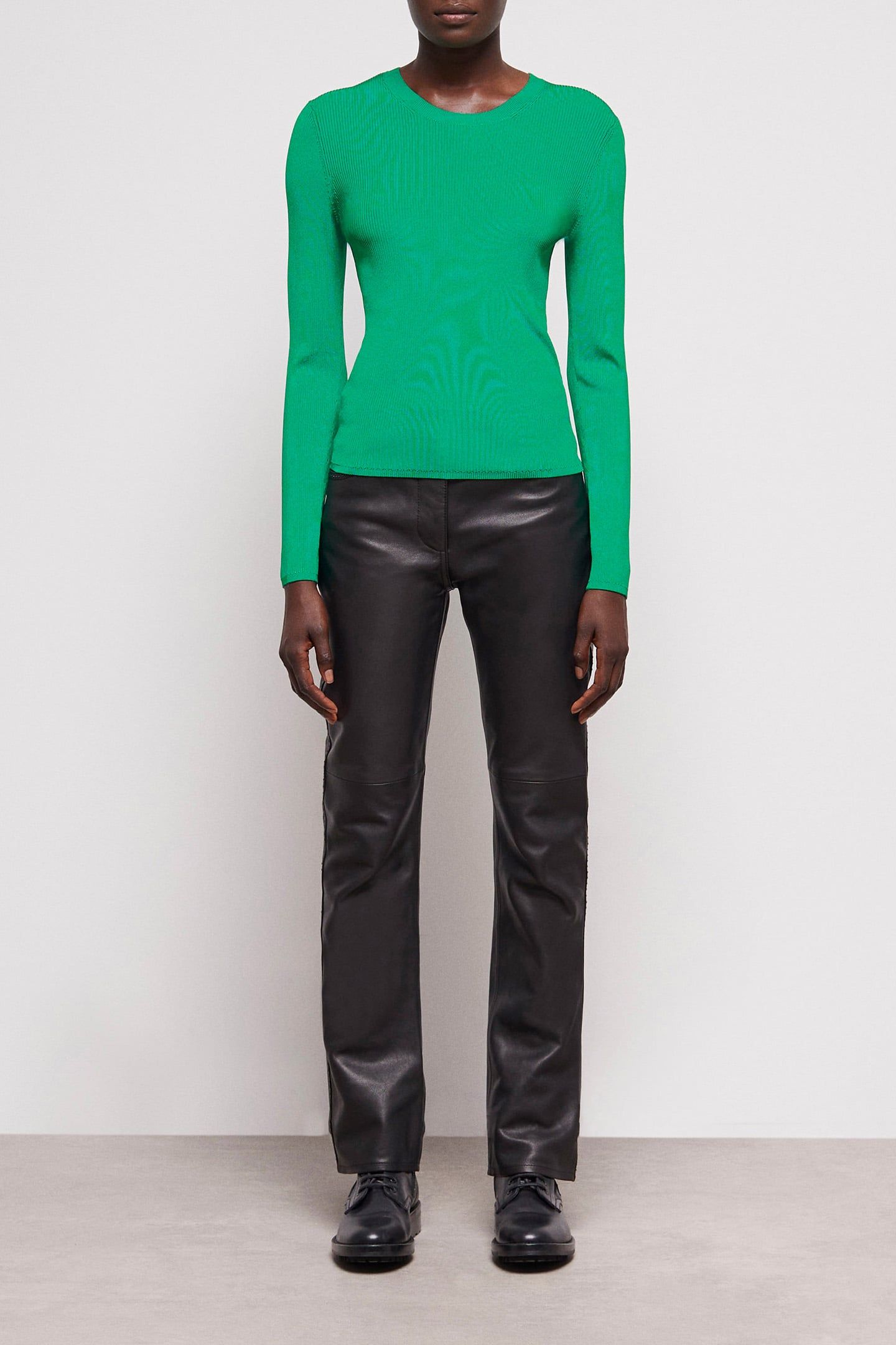 ROUND NECK LONG SLEEVE VISCOSE SWEATER GREEN 1
