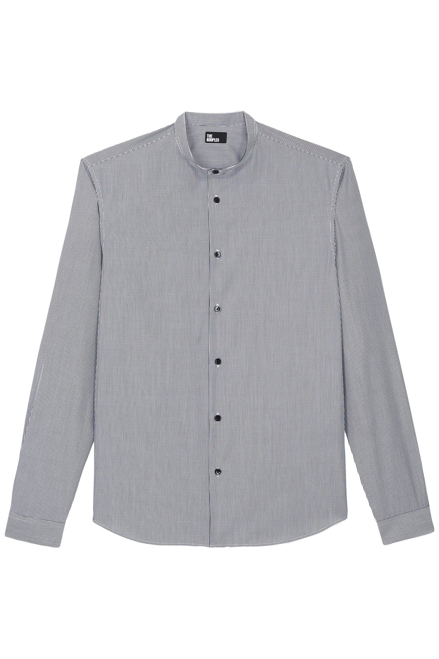 SLIM SHIRT WITH OFFICER COLLAR BLACK WHITE 3