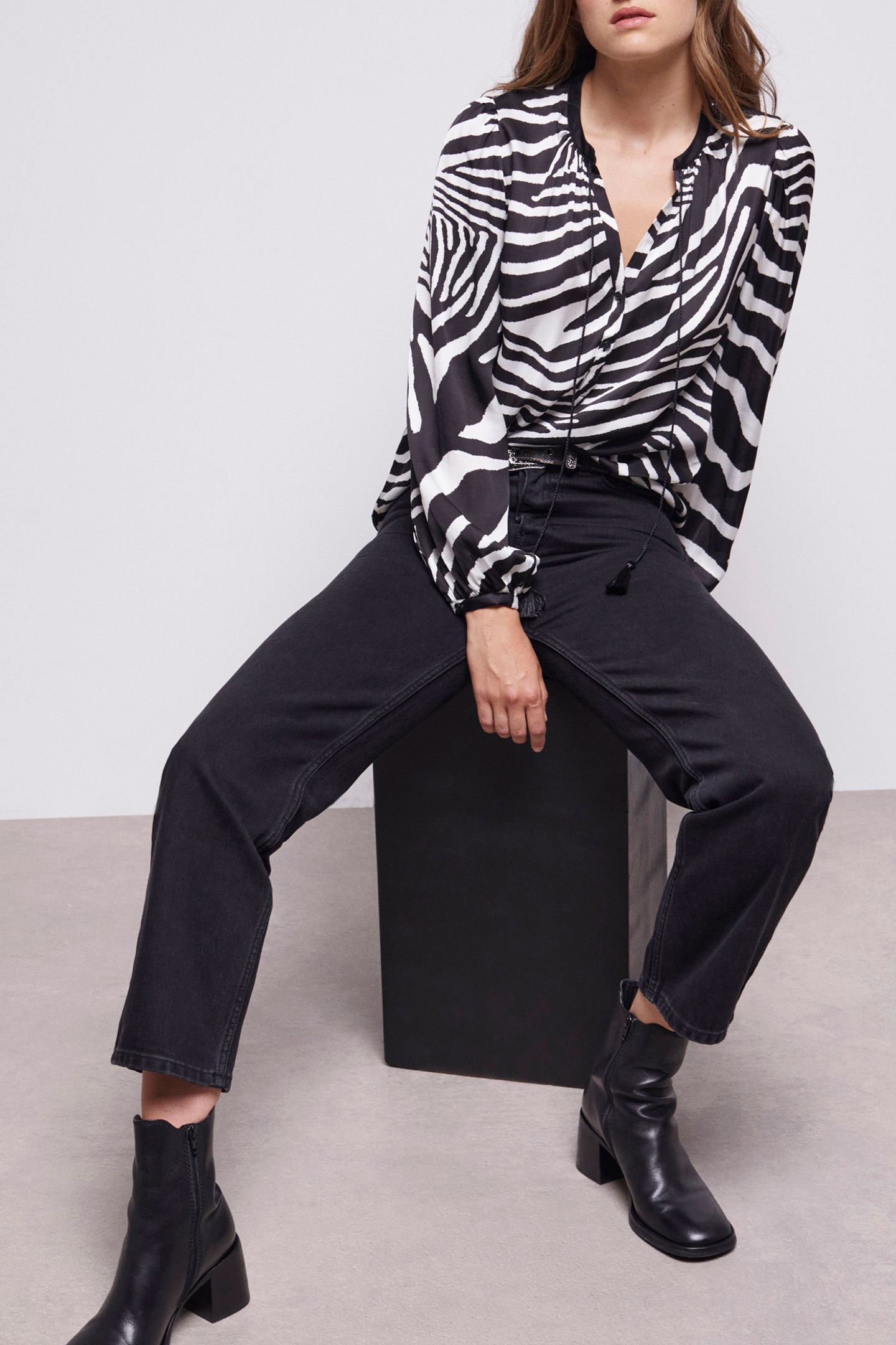 BLOUSE AMPLE ZEBRA PRINT BLACK WHITE 5