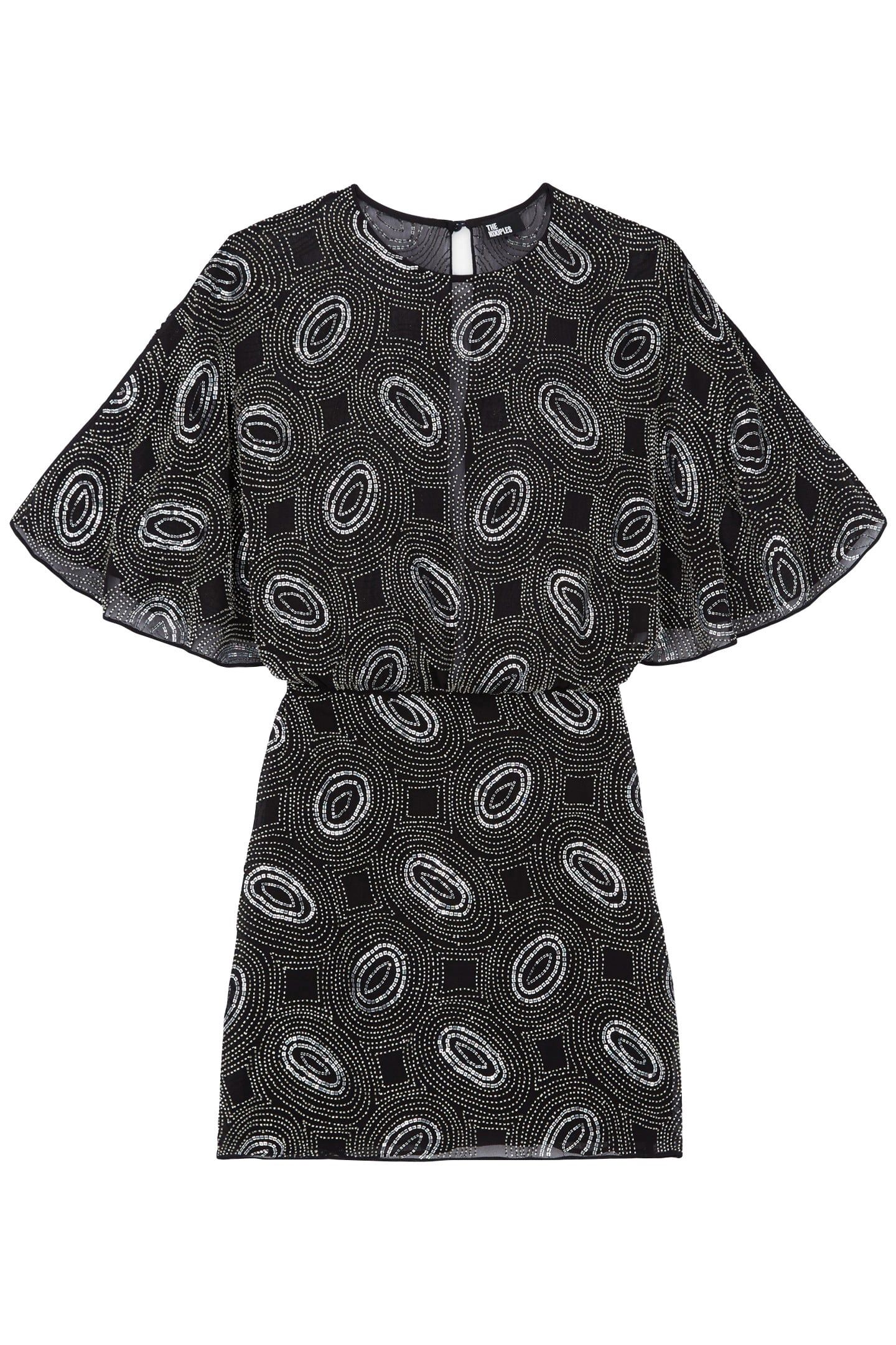 SHORT DRESS WITH SHORT SLEEVES AND EMBROIDERY BLACK 1