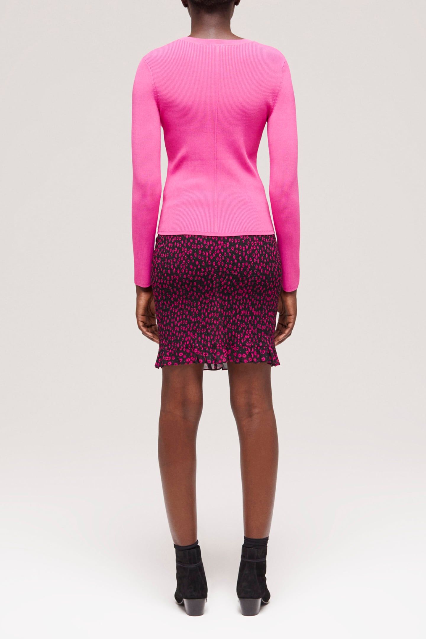 ROUND NECK LONG SLEEVE VISCOSE SWEATER PINK 3