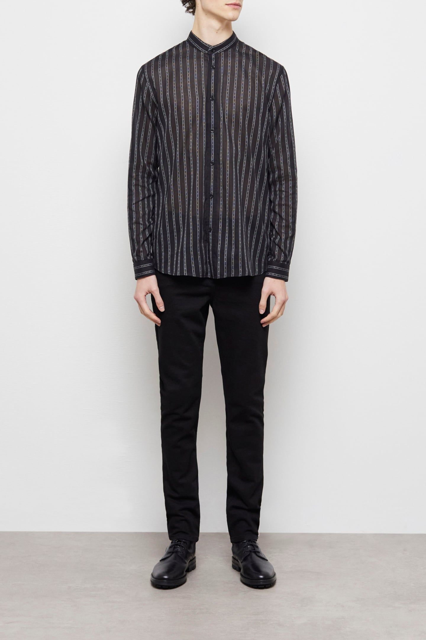 TUNISIAN COLLAR SHIRT BLACK 1