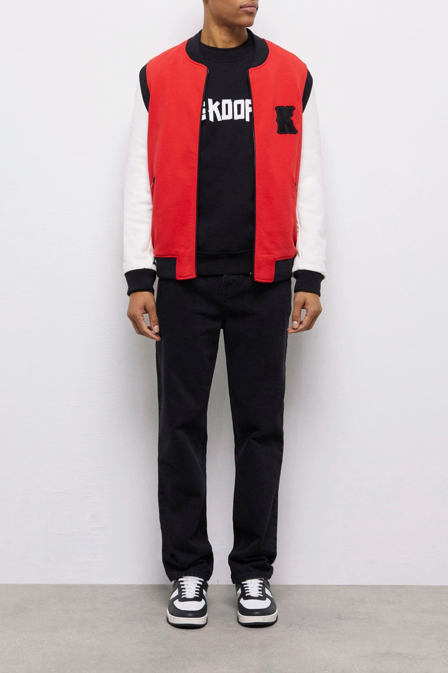TEDDY WITH LEATHER SLEEVE AND K EMBROIDERY RED/WHITE 1