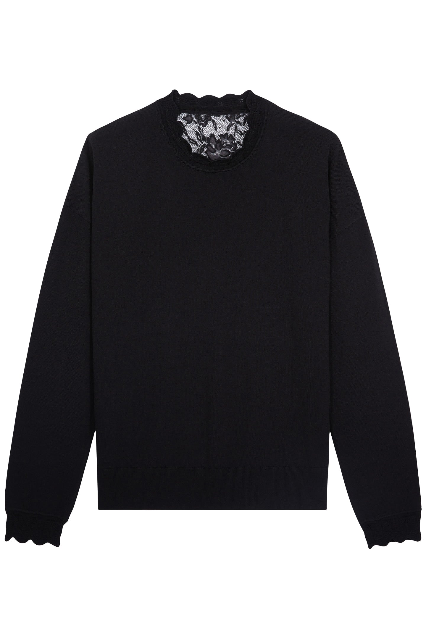 ROUND NECK SWEATER WITH LACE BACK BLACK 4