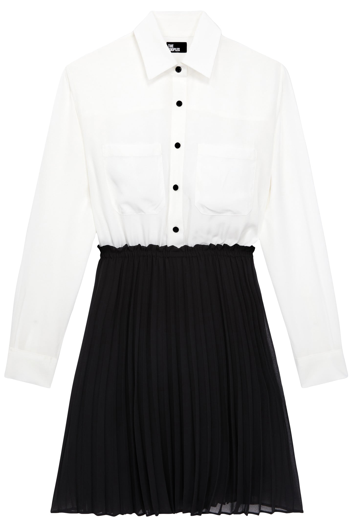 DRESS TOP SHIRT BOTTOM PLEATED SKIRT BLACK WHITE | Online Outlet | Otrium