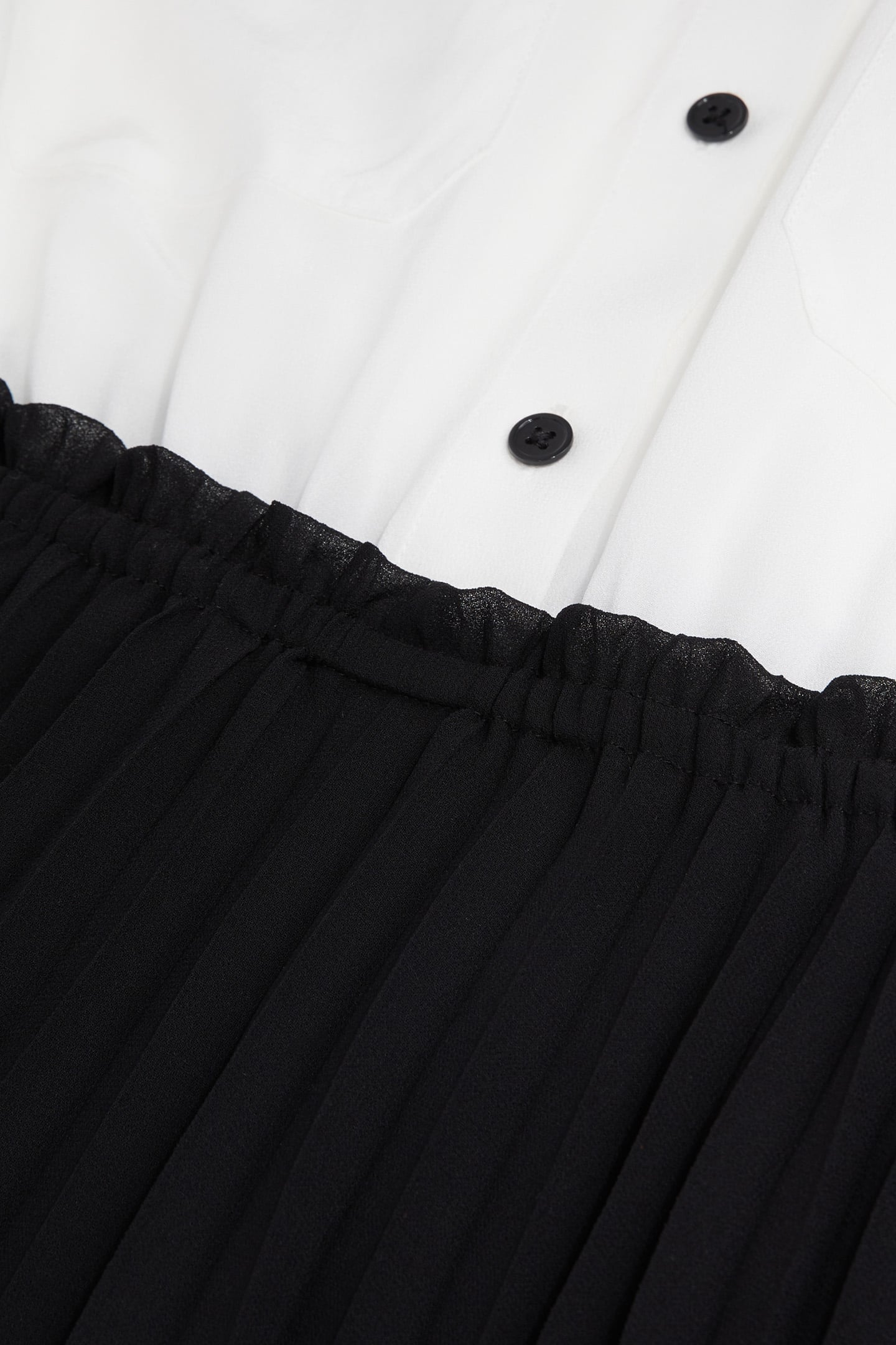 DRESS TOP SHIRT BOTTOM PLEATED SKIRT BLACK WHITE | Online Outlet | Otrium