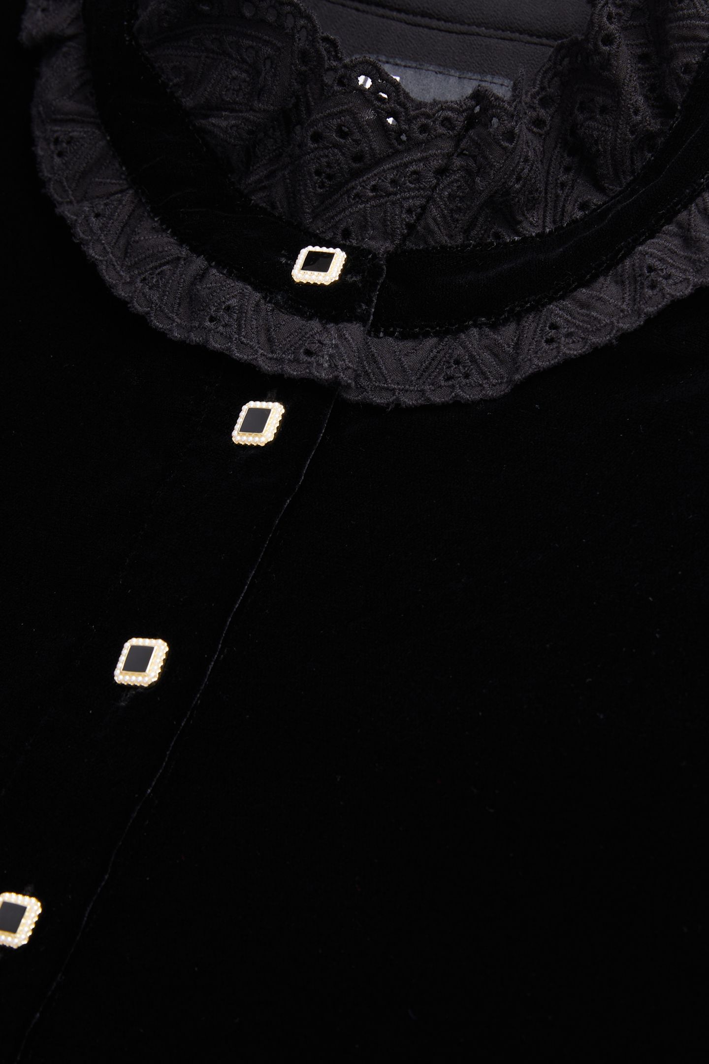 SHORT DRESS ML COLLAR WITH BRODERIE ENGLISE BLACK 2
