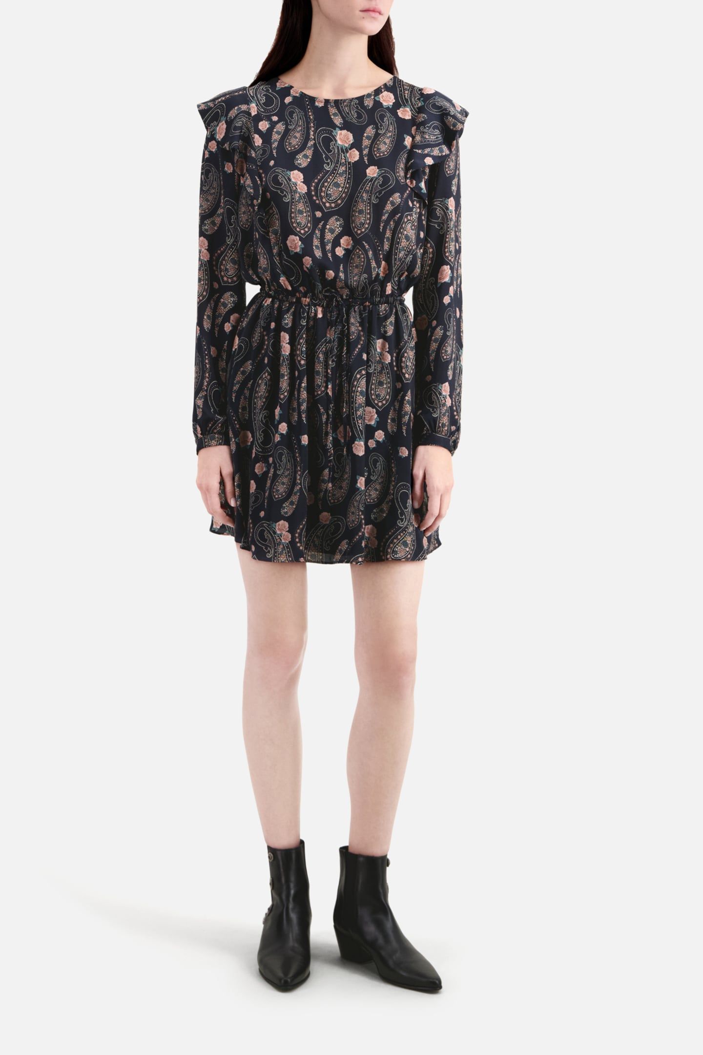 SHORT DRESS WITH LONG SLEEVES BLACK/PINK 2